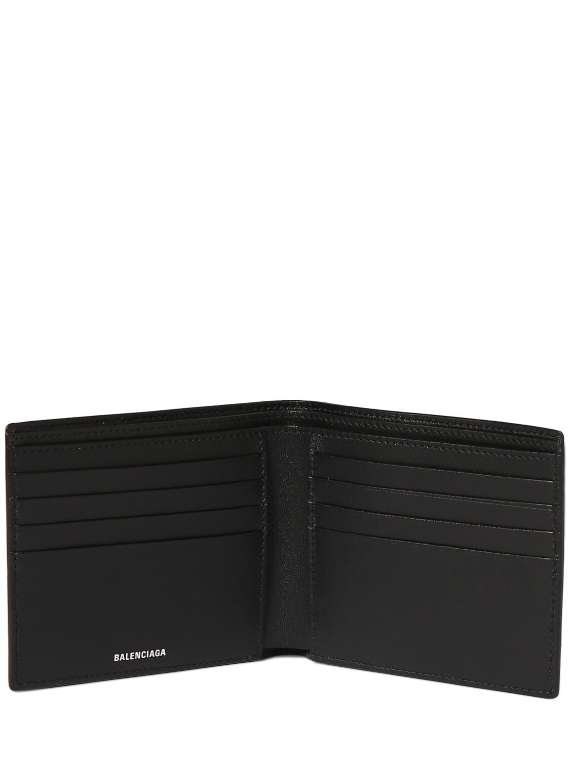 Shop Balenciaga Cagole Leather Folded Wallet In Black