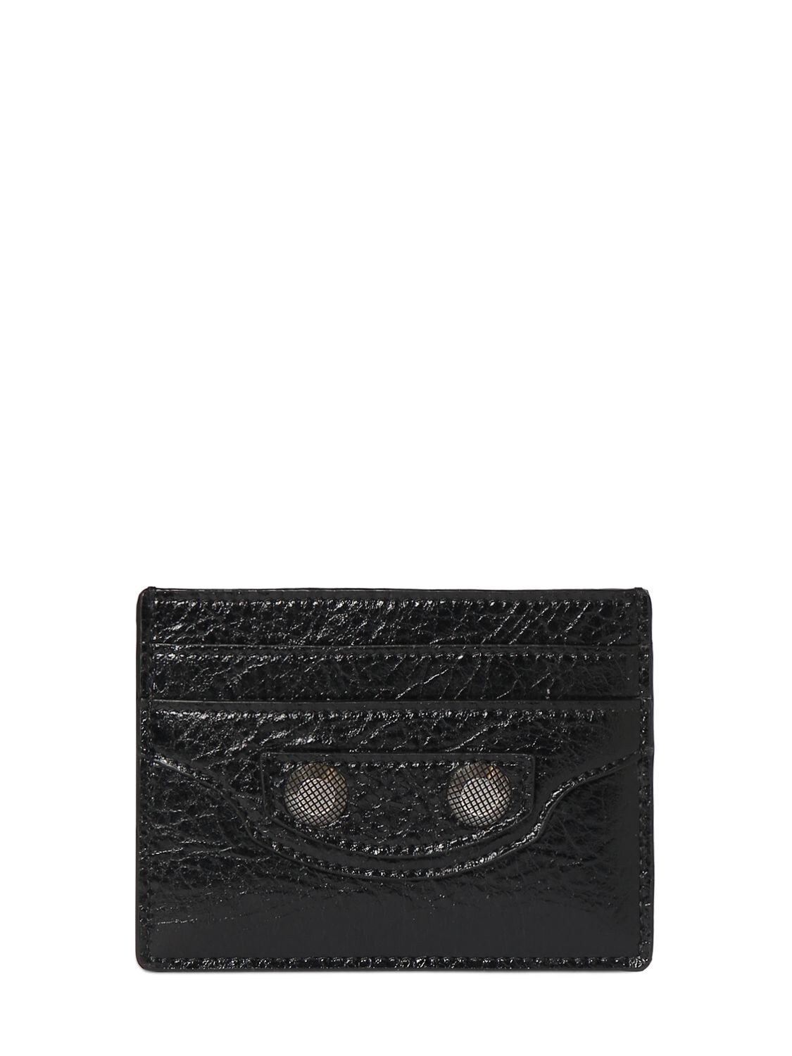 Shop Balenciaga Cagole Leather Card Holder In Black