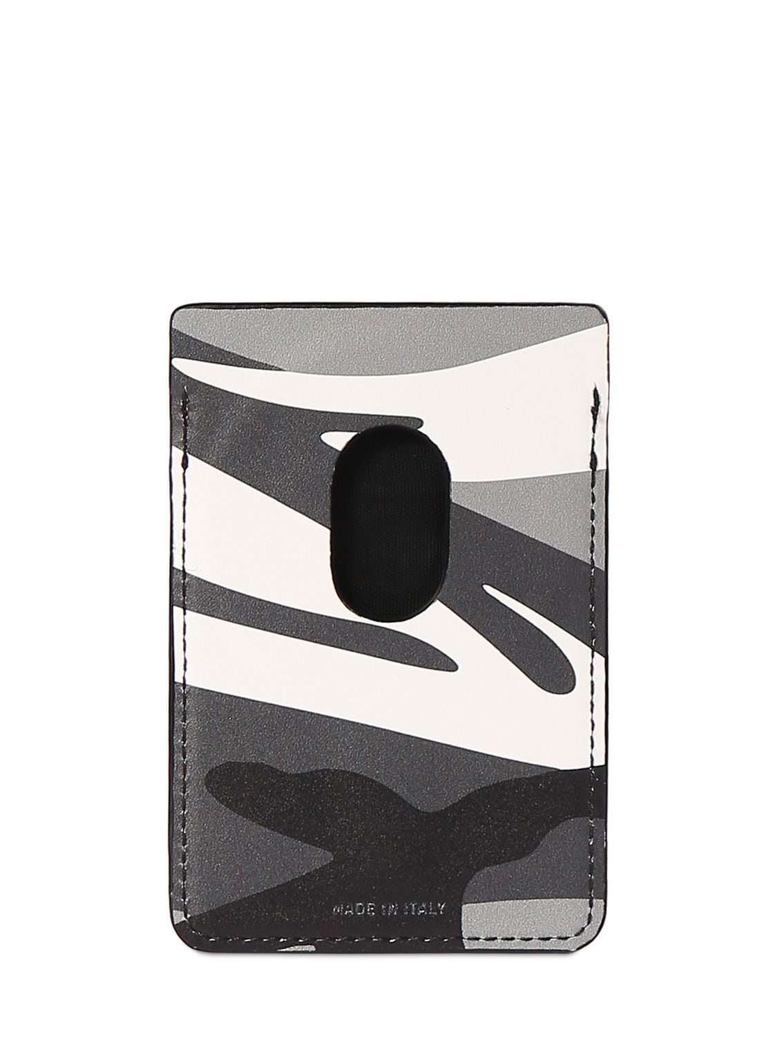 Shop Balenciaga Everyday Camo Leather Magnet Card Holder In Grey,white