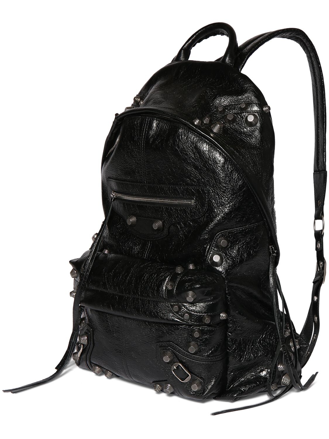 Shop Balenciaga Cagole Leather Backpack In Black