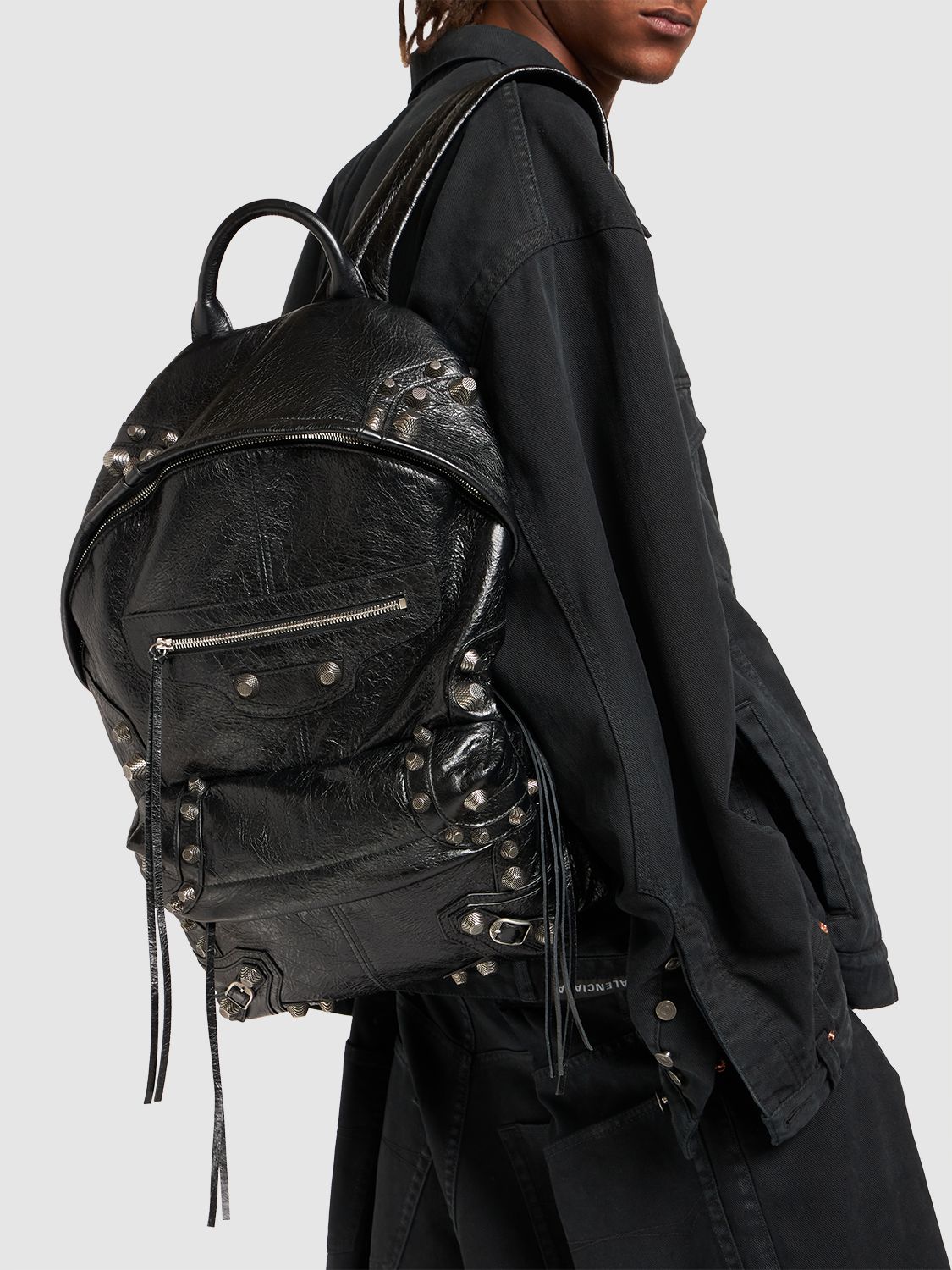Shop Balenciaga Cagole Leather Backpack In Black
