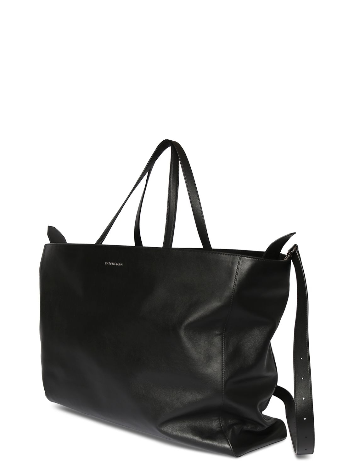 Shop Balenciaga Xl Carryall Leather Tote Bag In Black