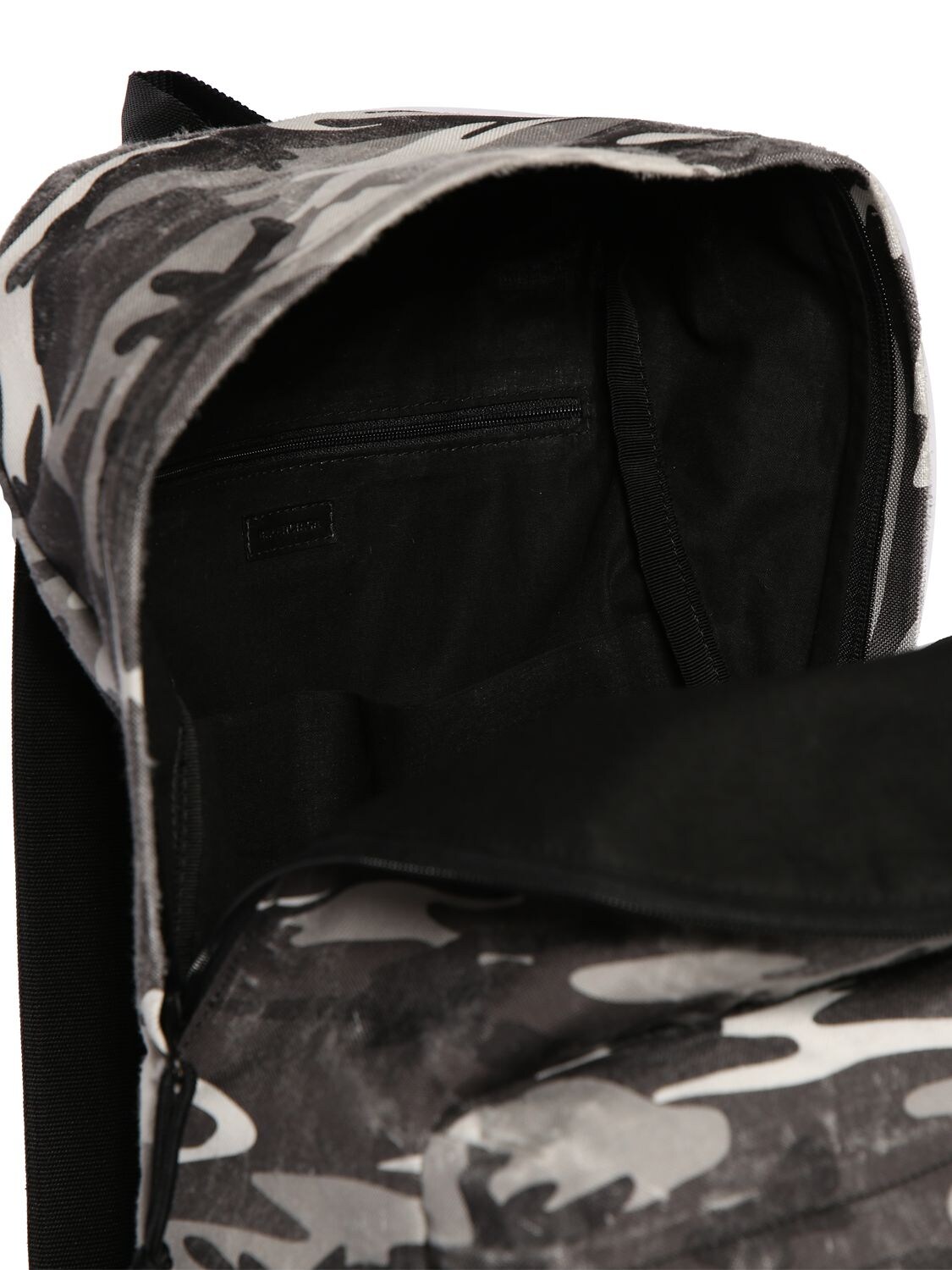 Shop Balenciaga Camo Printed Nylon Backpack In Grey,white