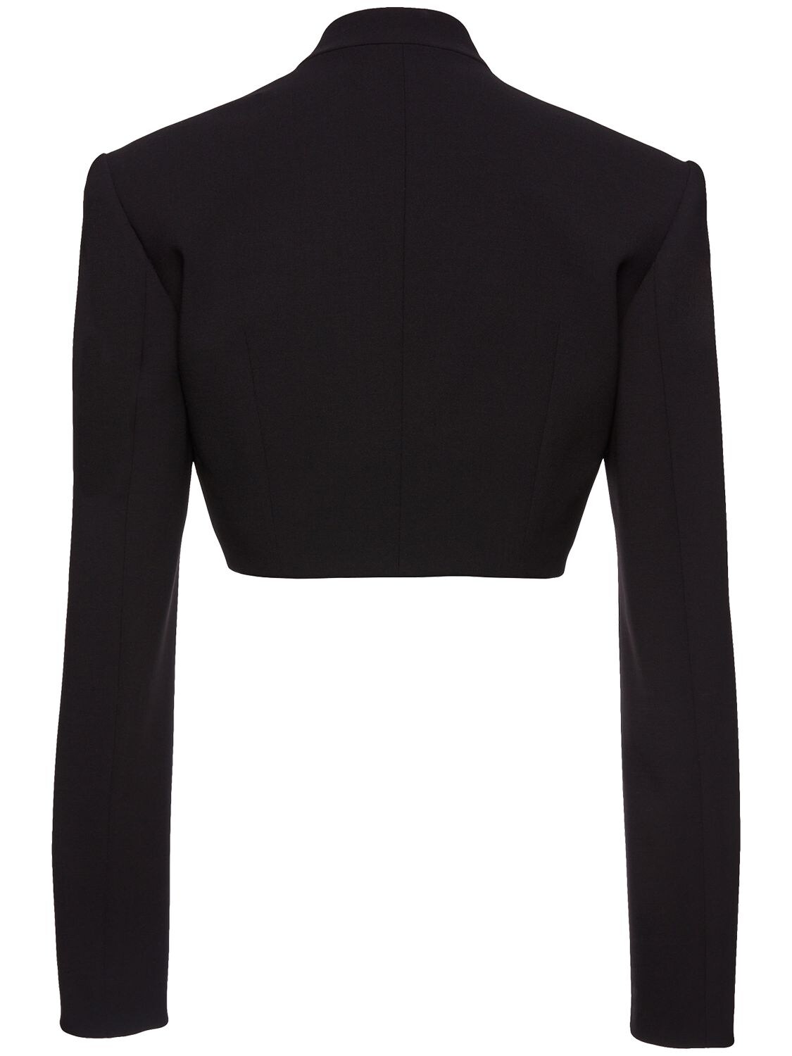 Shop Magda Butrym Keyhole Wool Crepe Crop Jacket In Black