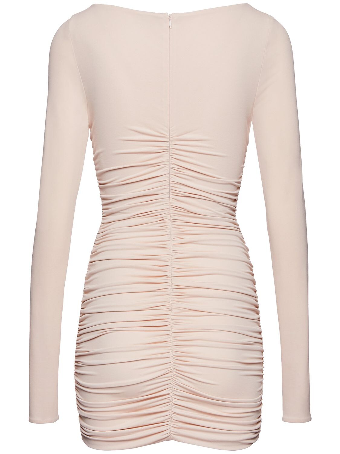 Shop Magda Butrym Cutout Jersey Mini Dress W/roses In Light Beige