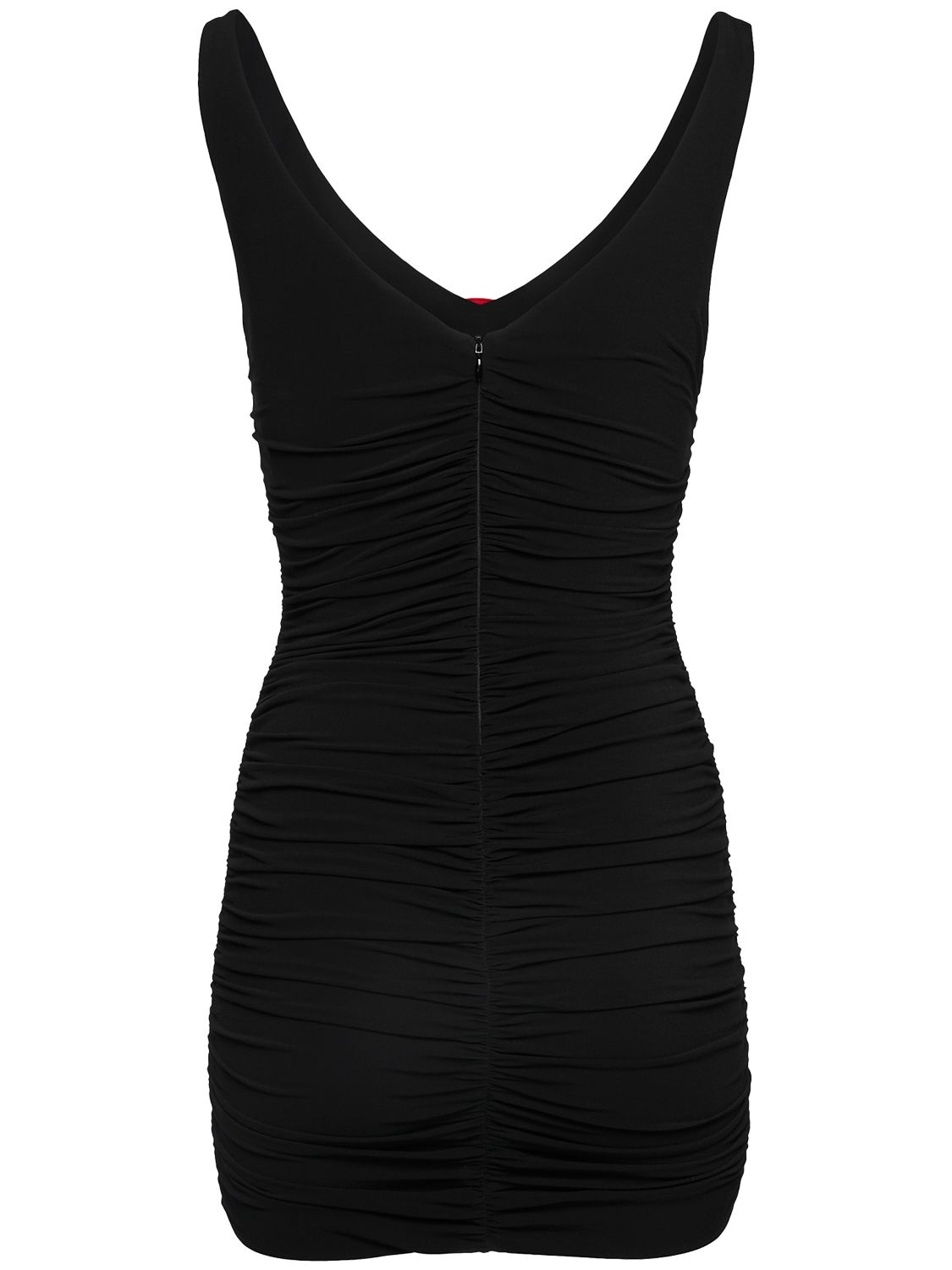 Shop Magda Butrym Ruched Jersey Mini Dress W/roses In Black