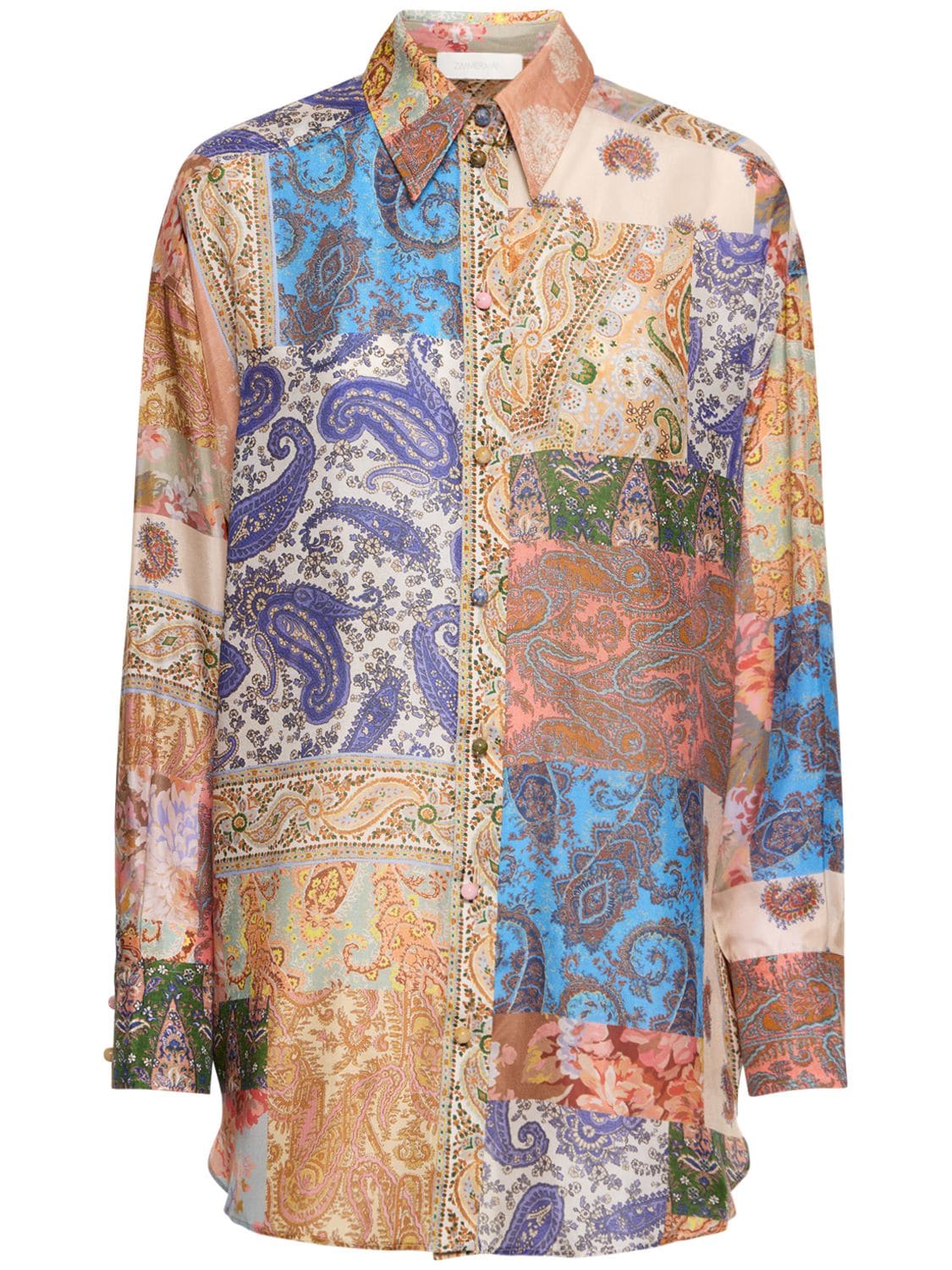 Zimmermann Devi Printed Silk Long Shirt In Multicolor