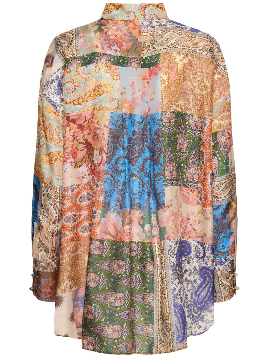 Shop Zimmermann Devi Printed Silk Long Shirt In Multicolor