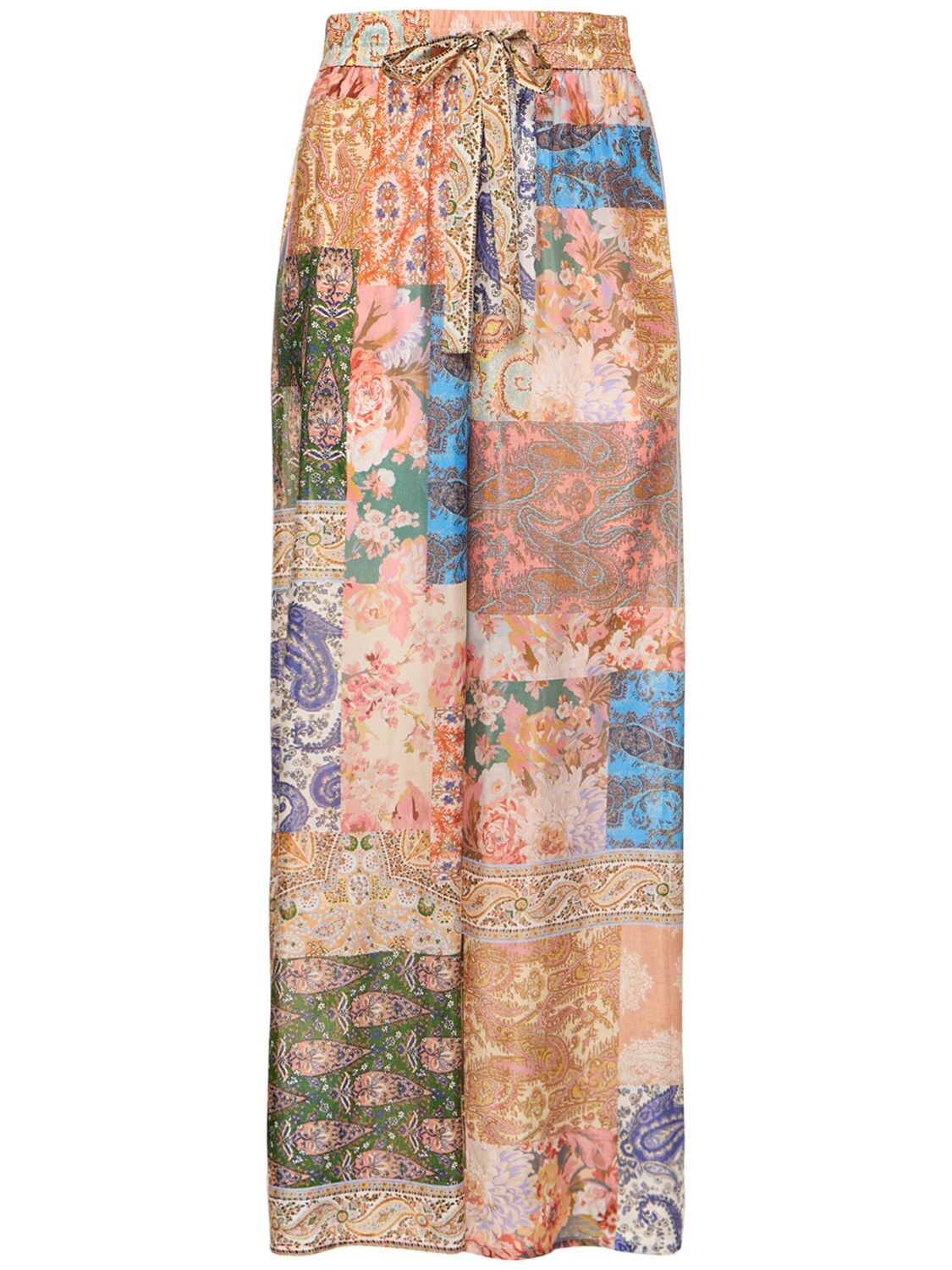 Shop Zimmermann Devi Printed Relaxed Fit Silk Pants In Multicolor