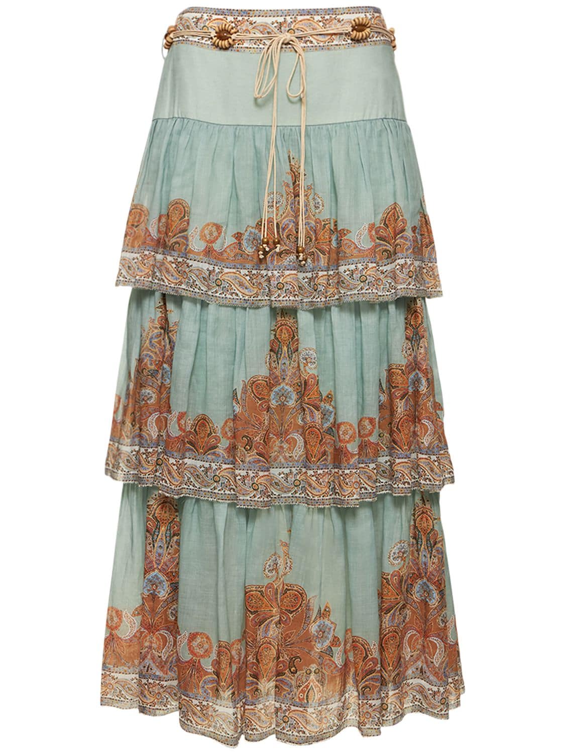 Image of Devi Printed Tiered Maxi Skirt