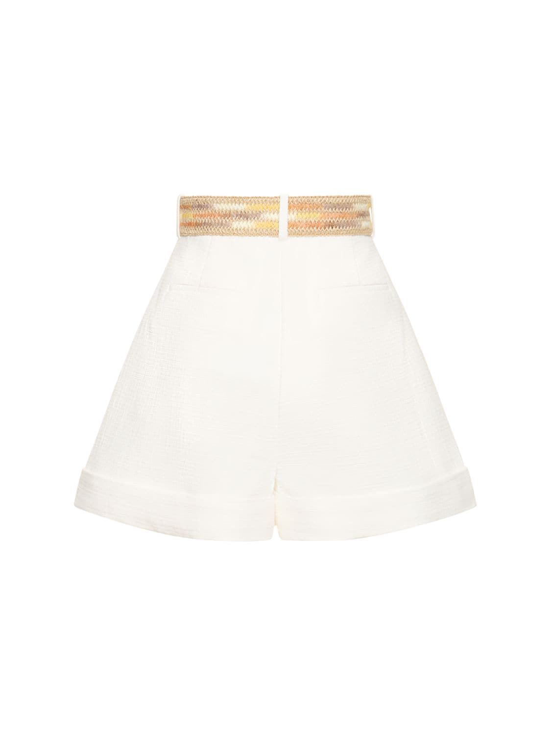 Shop Zimmermann Devi Cotton Shorts In Ivory