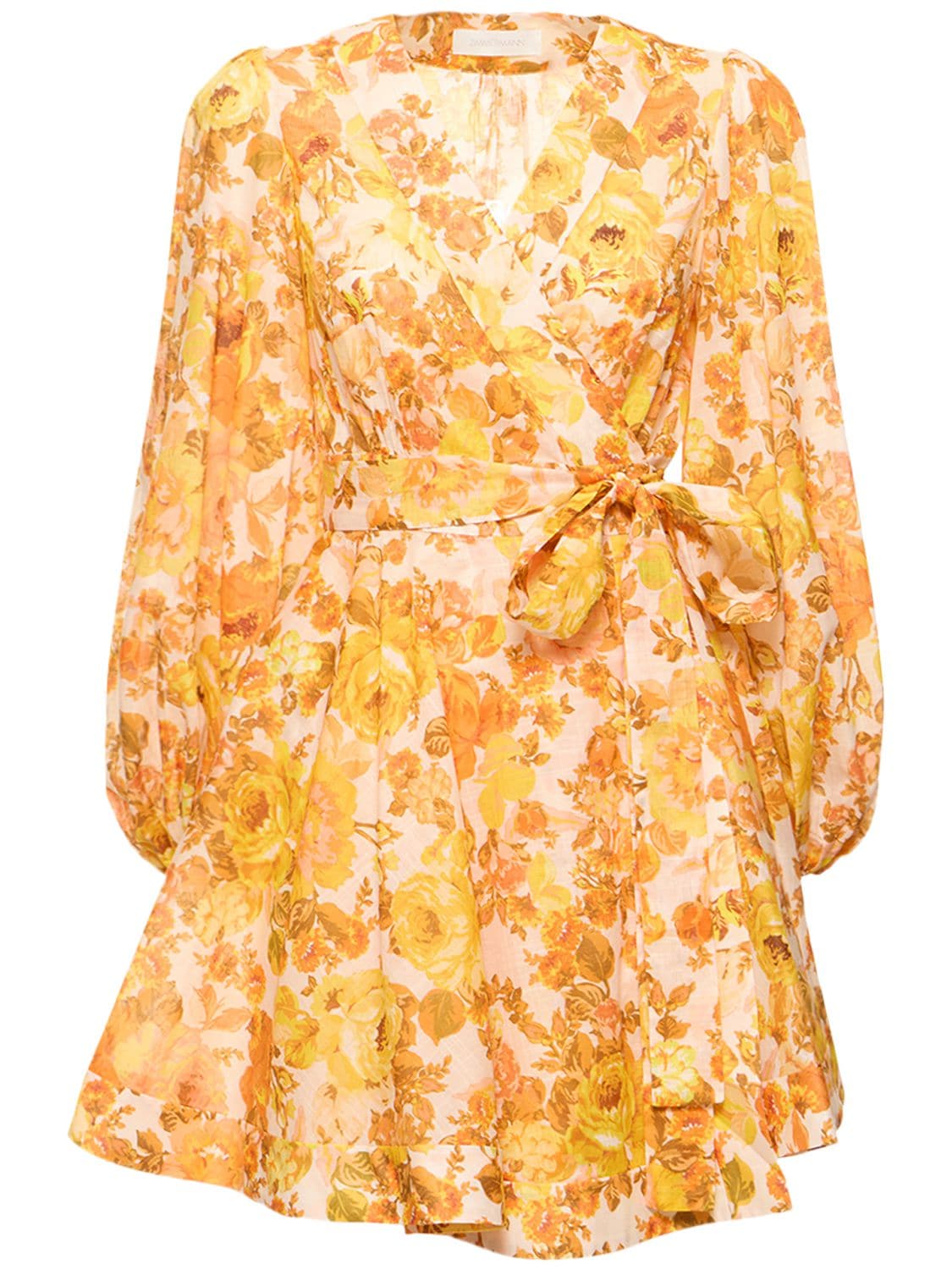 Image of Raie Printed Cotton Wrap Mini Dress