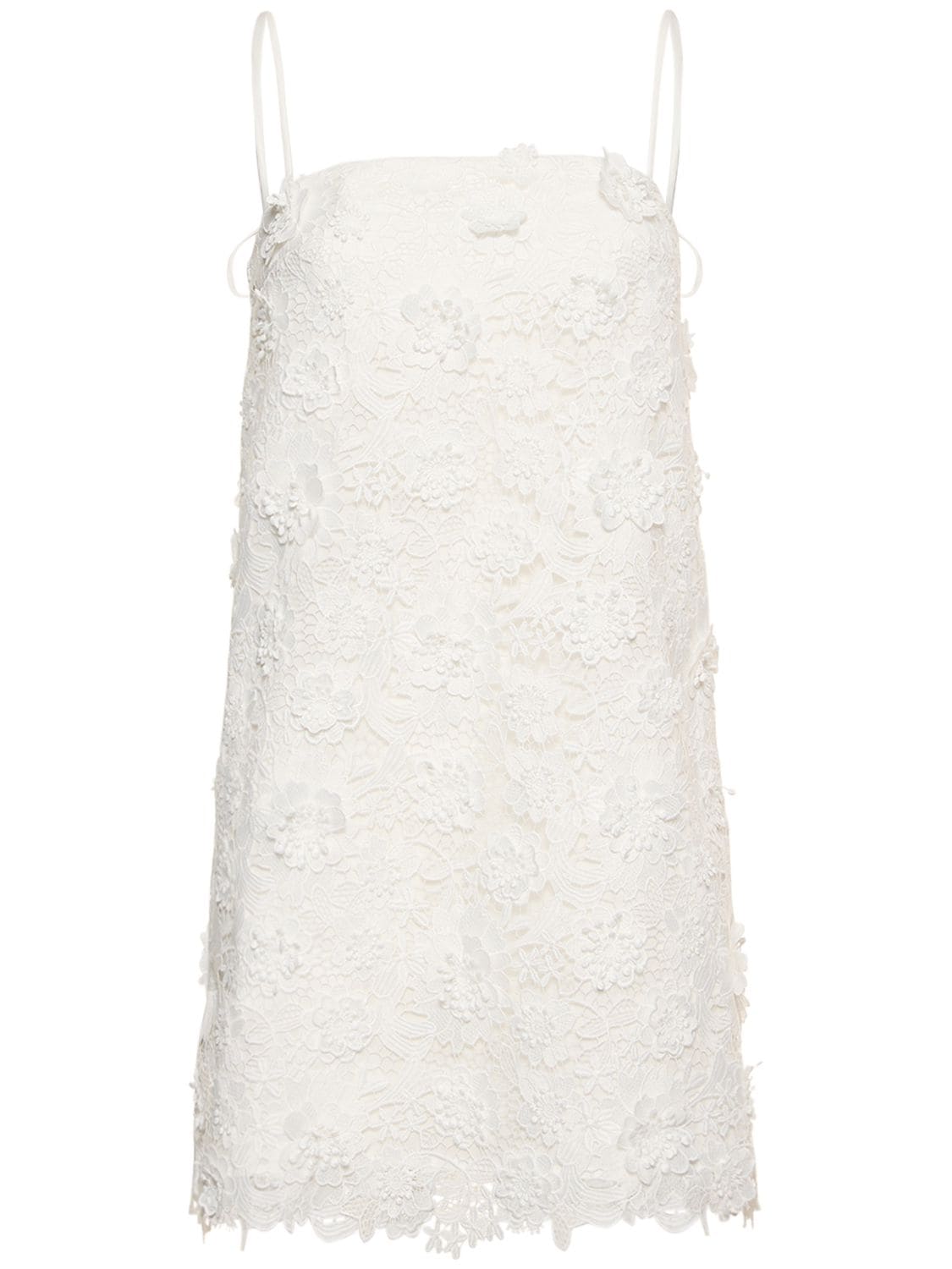 Shop Zimmermann Raie Flower Lace Mini Dress In Ivory