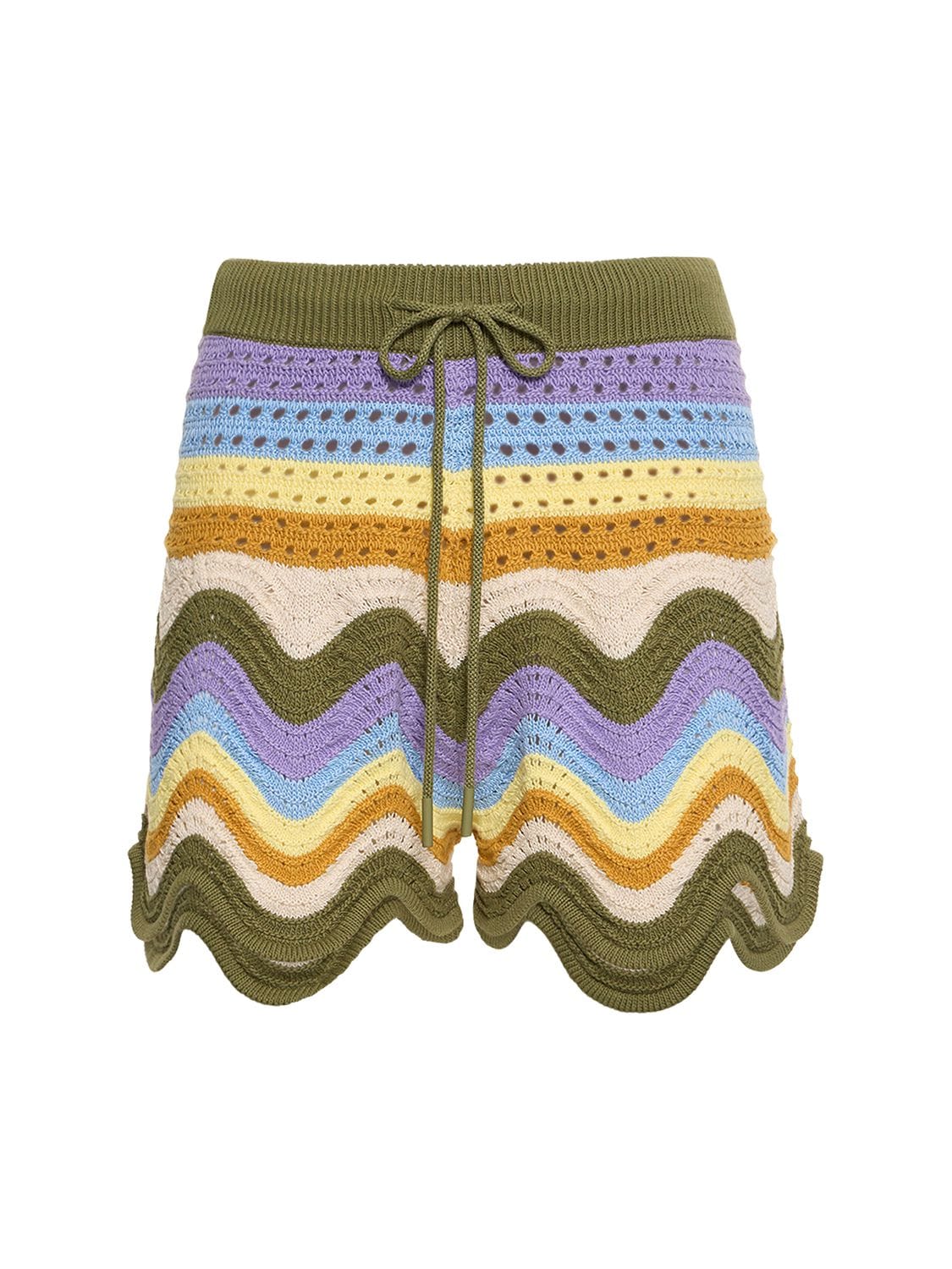 Image of Raie Striped Cotton Knit Shorts
