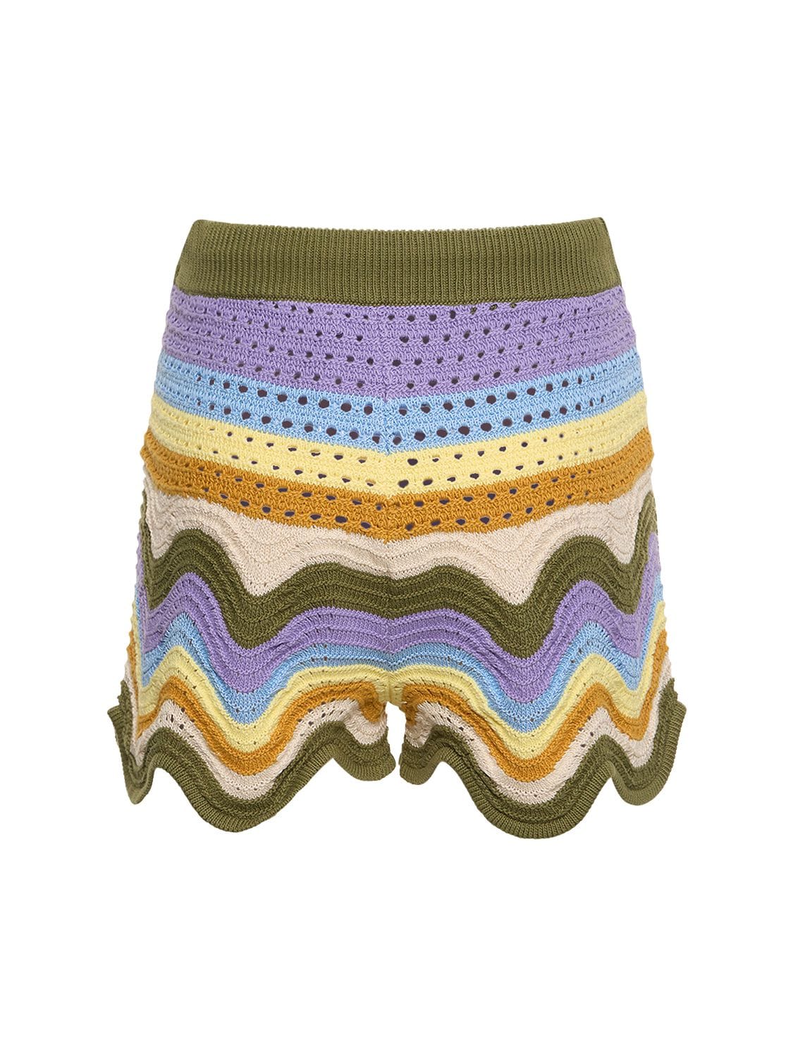 Shop Zimmermann Raie Striped Cotton Knit Shorts In Multicolor