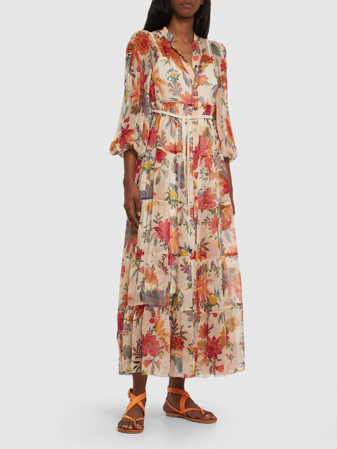 Shop Zimmermann Ginger Printed Silk Maxi Dress In Multicolor