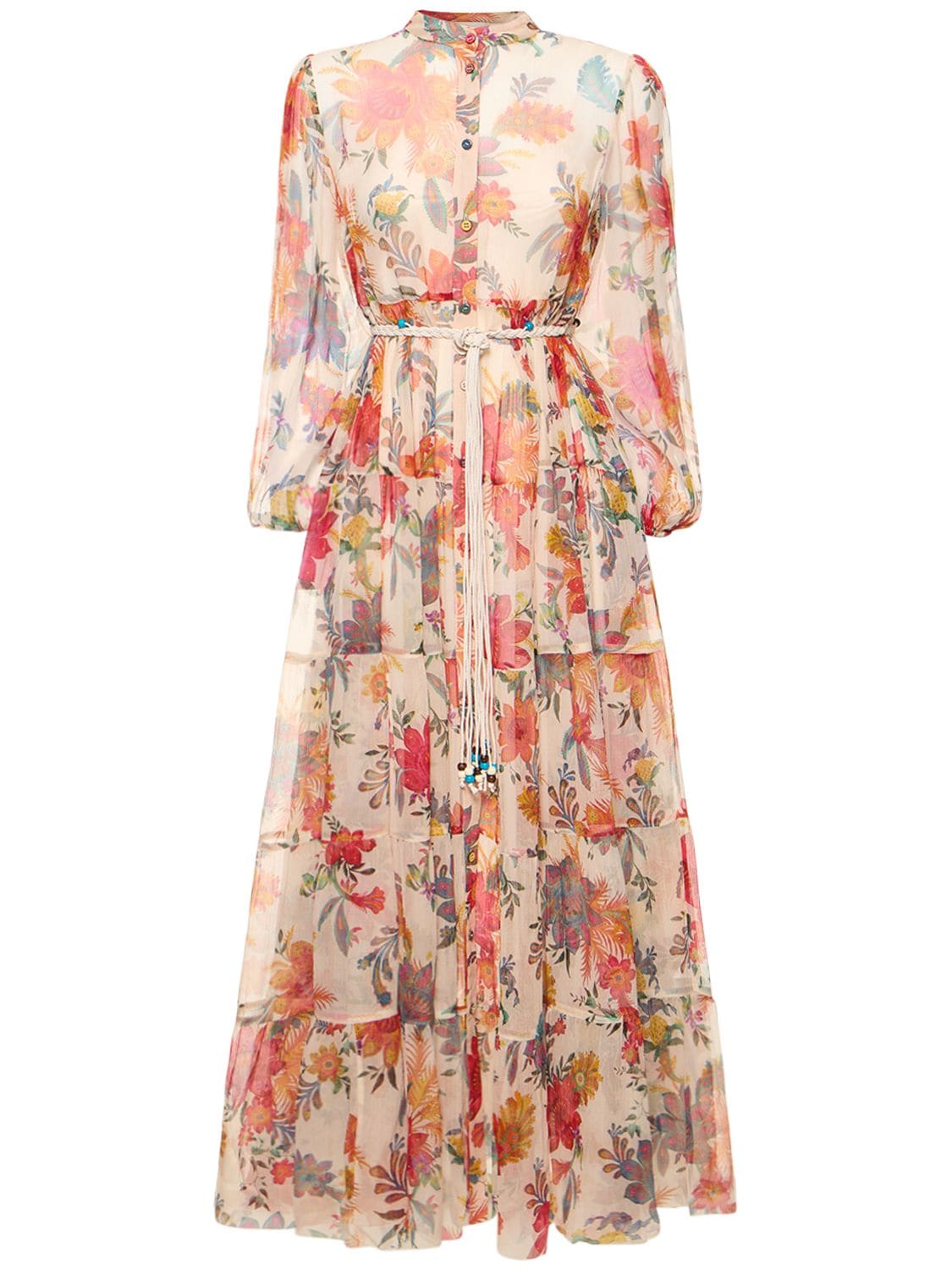 Shop Zimmermann Ginger Printed Silk Maxi Dress In Multicolor