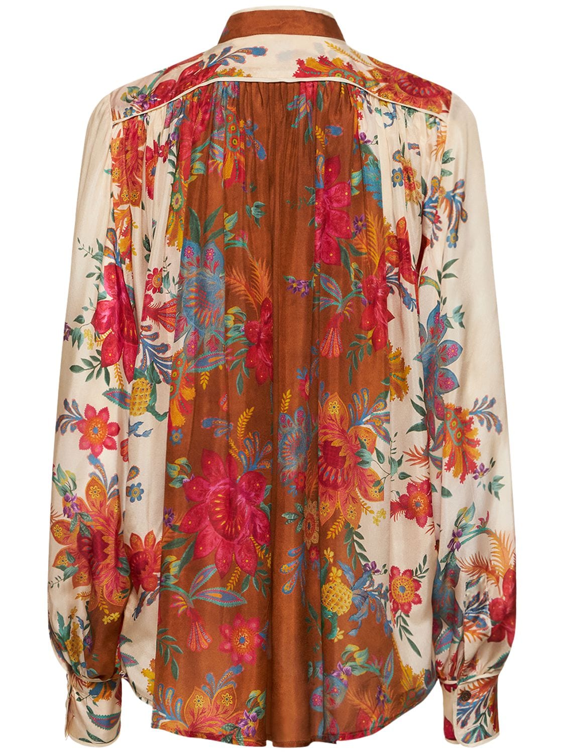 Shop Zimmermann Ginger Relaxed Fit Buttoned Silk Blouse In Multicolor