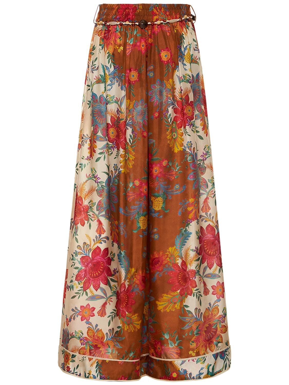 Shop Zimmermann Ginger Floral Relaxed Fit Silk Pants In Multicolor