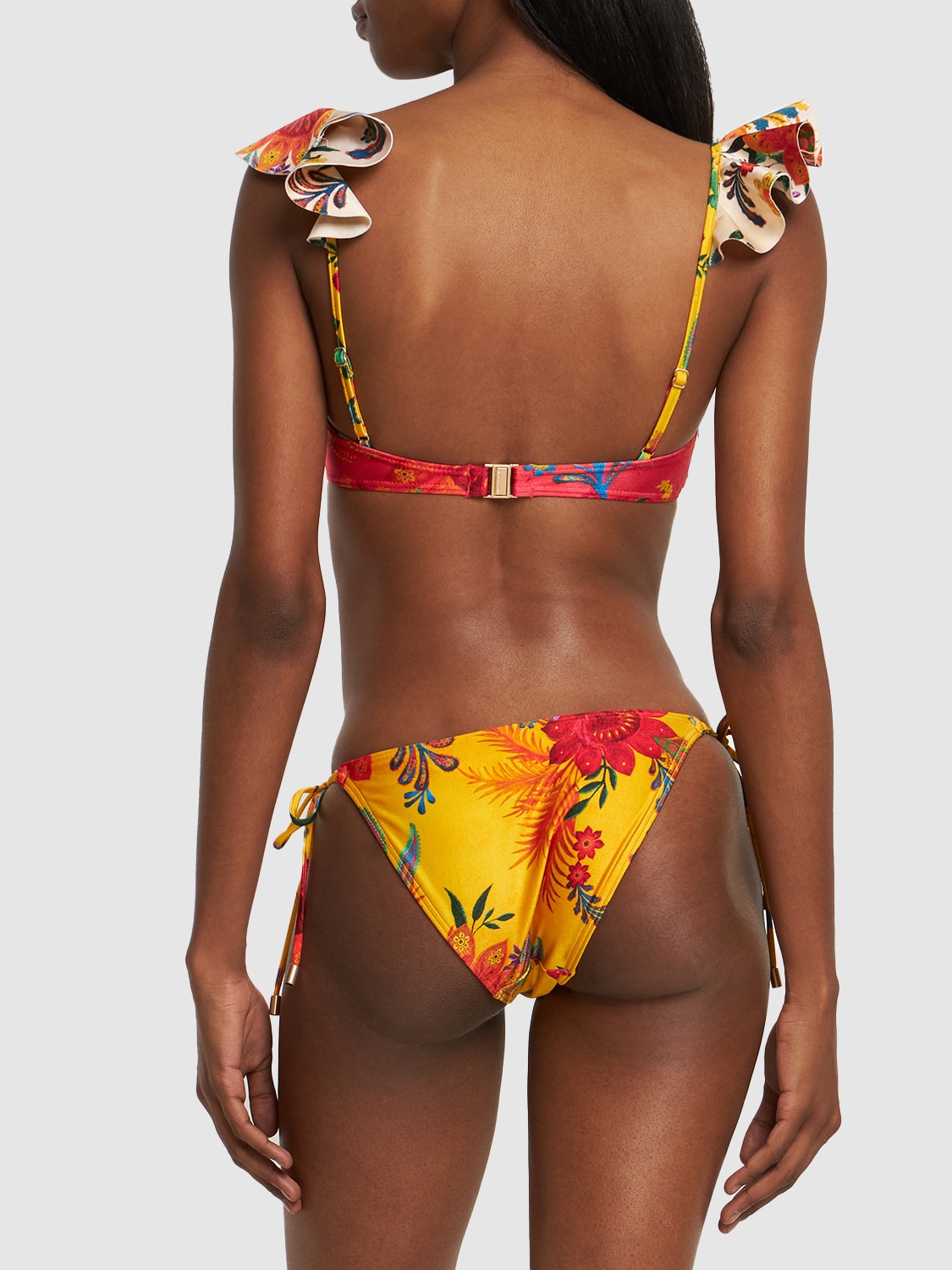 Shop Zimmermann Ginger Floral Bikini Set W/ Ruffles In Multicolor