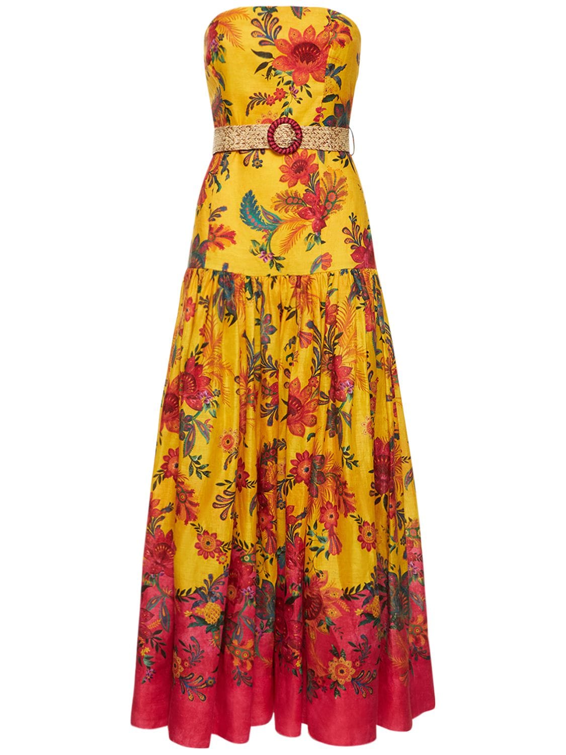 Ginger Floral Strapless Linen Midi Dress – WOMEN > CLOTHING > DRESSES