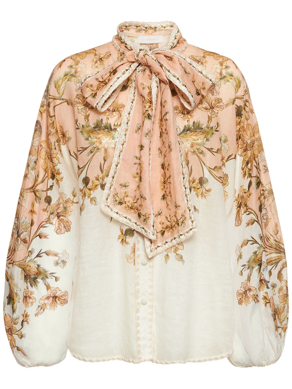 Image of Chintz Floral Print Ramie Blouse