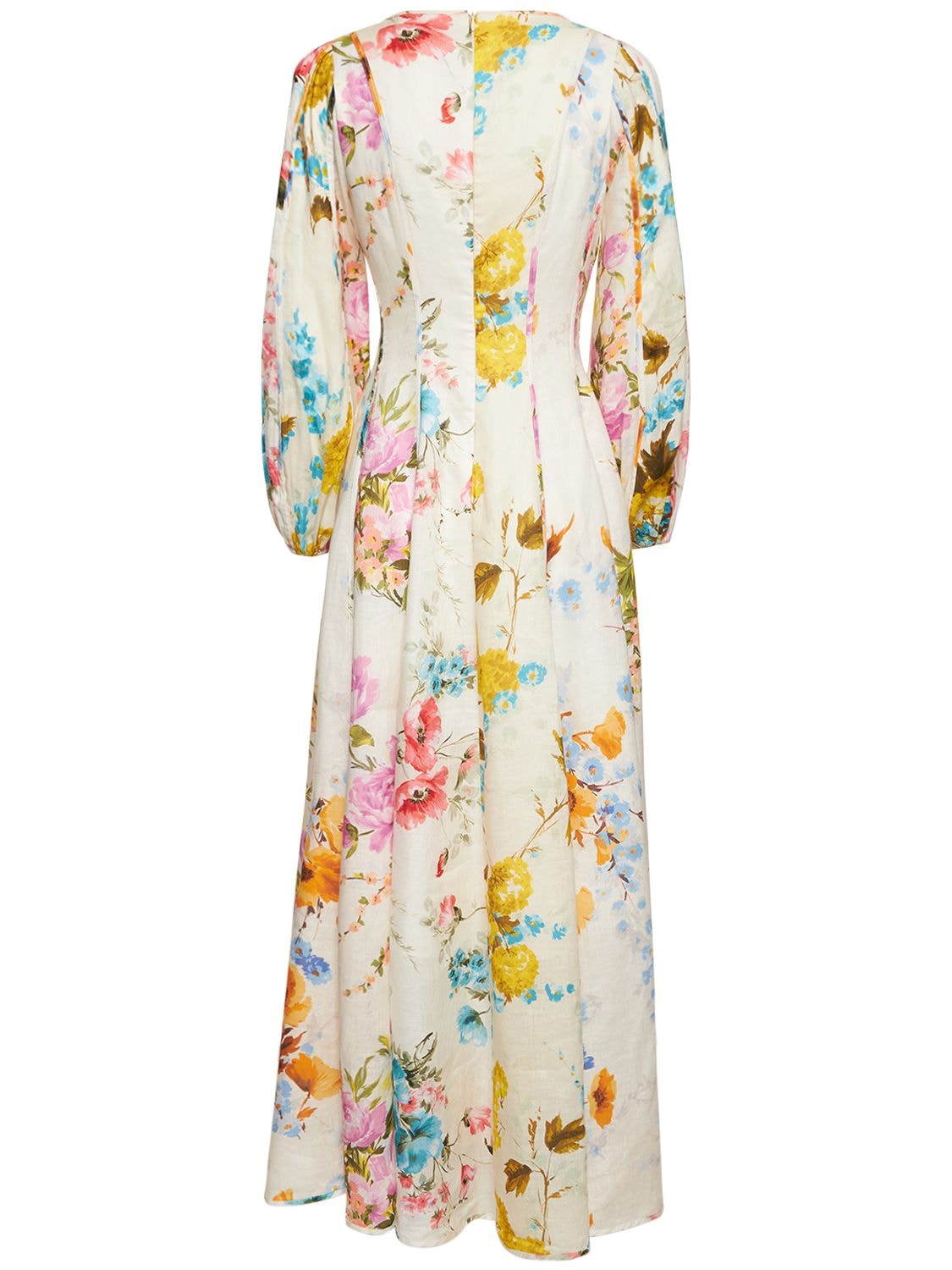 Shop Zimmermann Halcyon Floral Layered Linen Maxi Dress In Multicolor