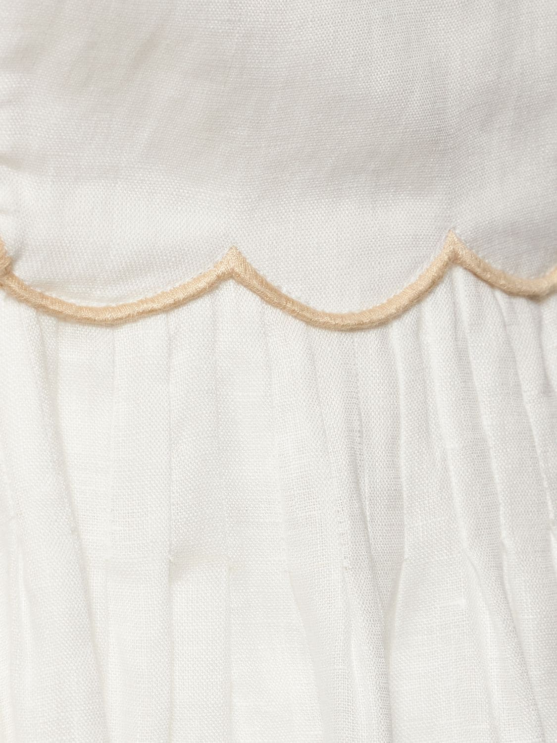 Shop Zimmermann Devi Scalloped Linen Midi Dress In Ivory