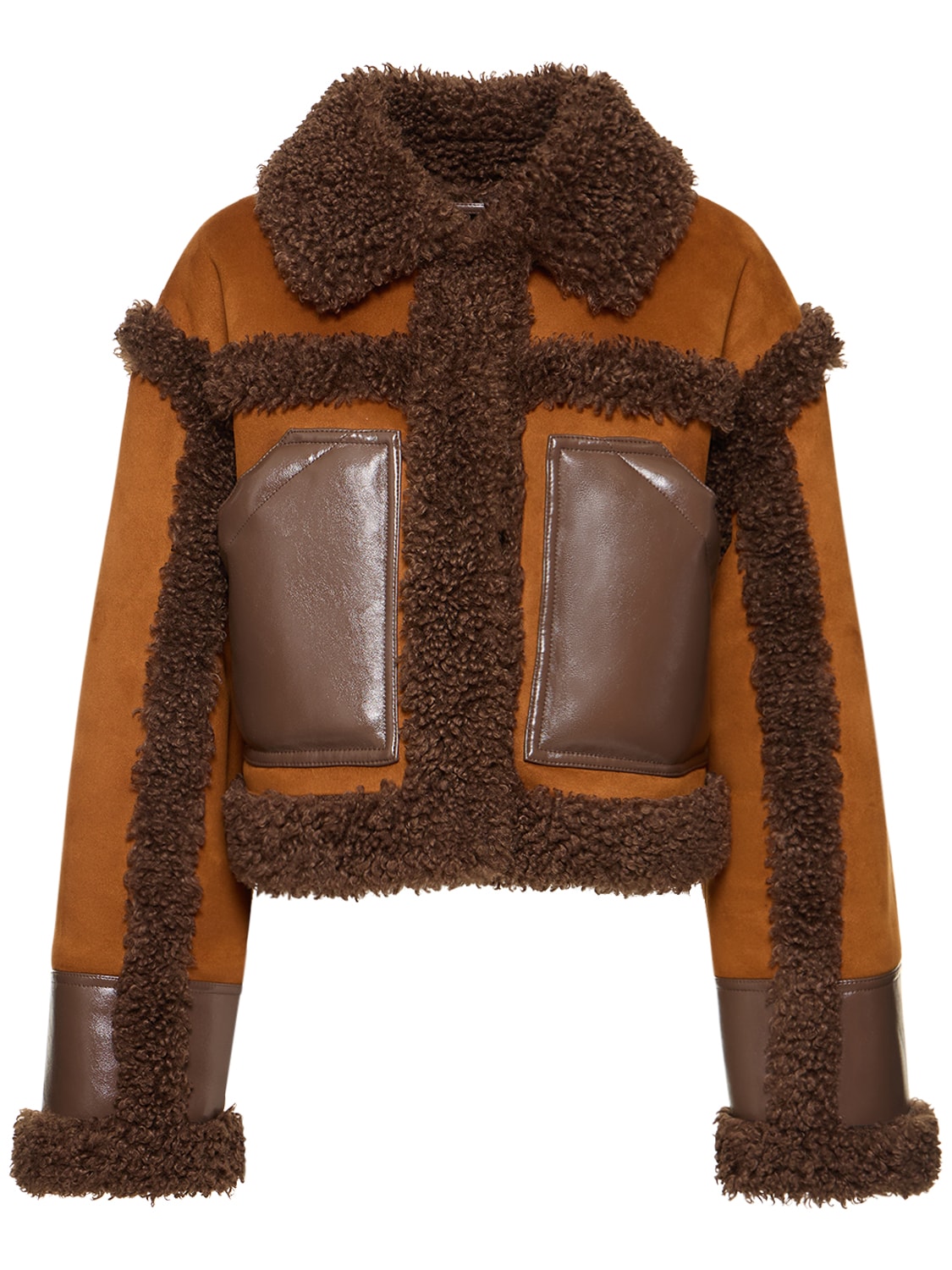 Stand Studio Edith Cropped Faux Shearling Jacket In Brown