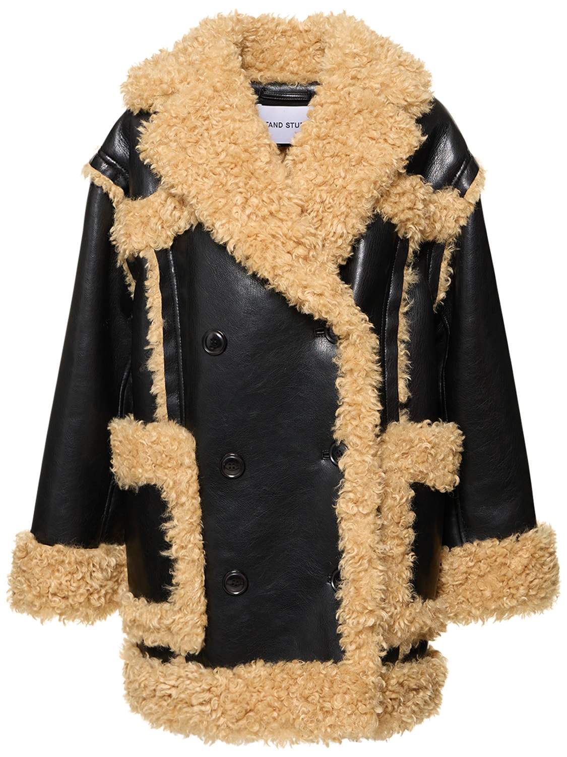 Stand Studio Magnolia Faux Shearling Jacket In Black