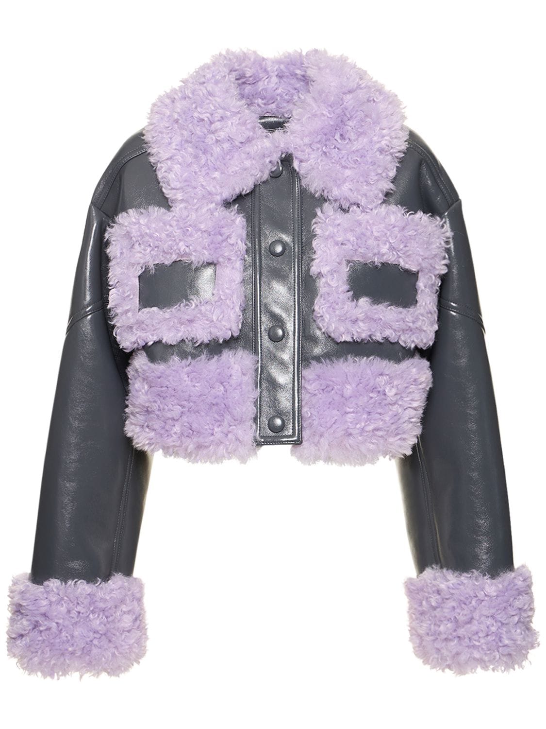 STAND STUDIO FLEUR CROPPED FAUX SHEARLING JACKET
