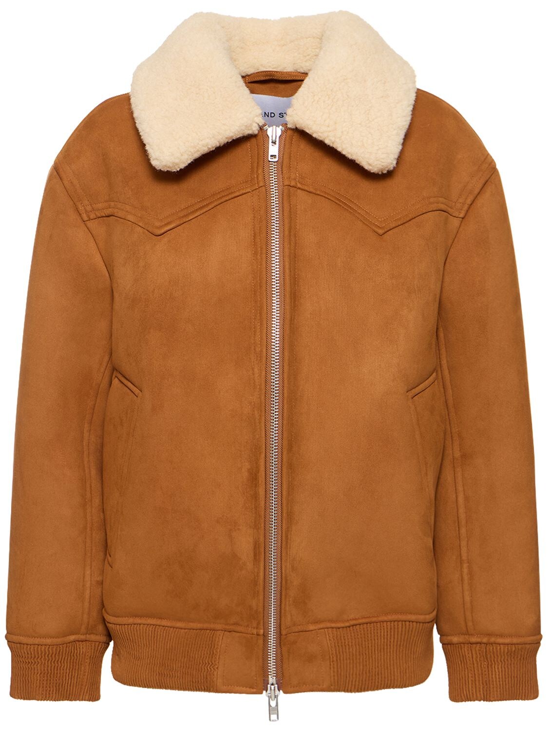 Stand Studio Lillee Eco-shearling Bomber Jacket In Brown