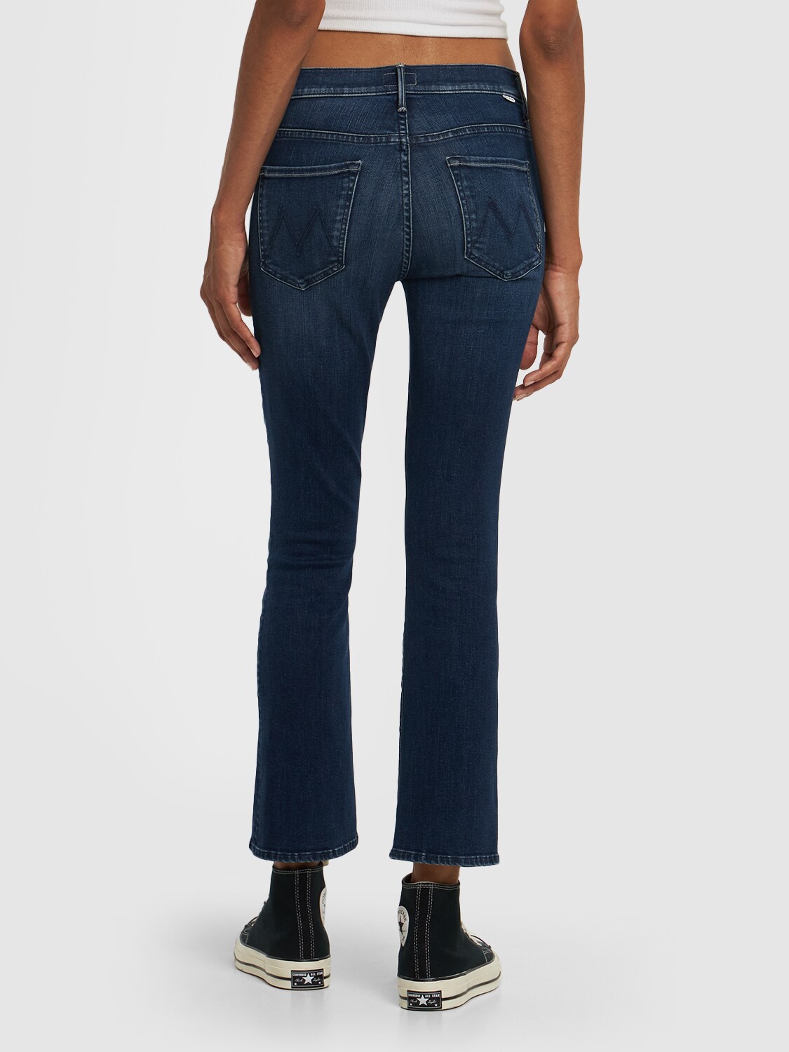 Shop Mother The Insider Ankle Mid Rise Jeans In Blue