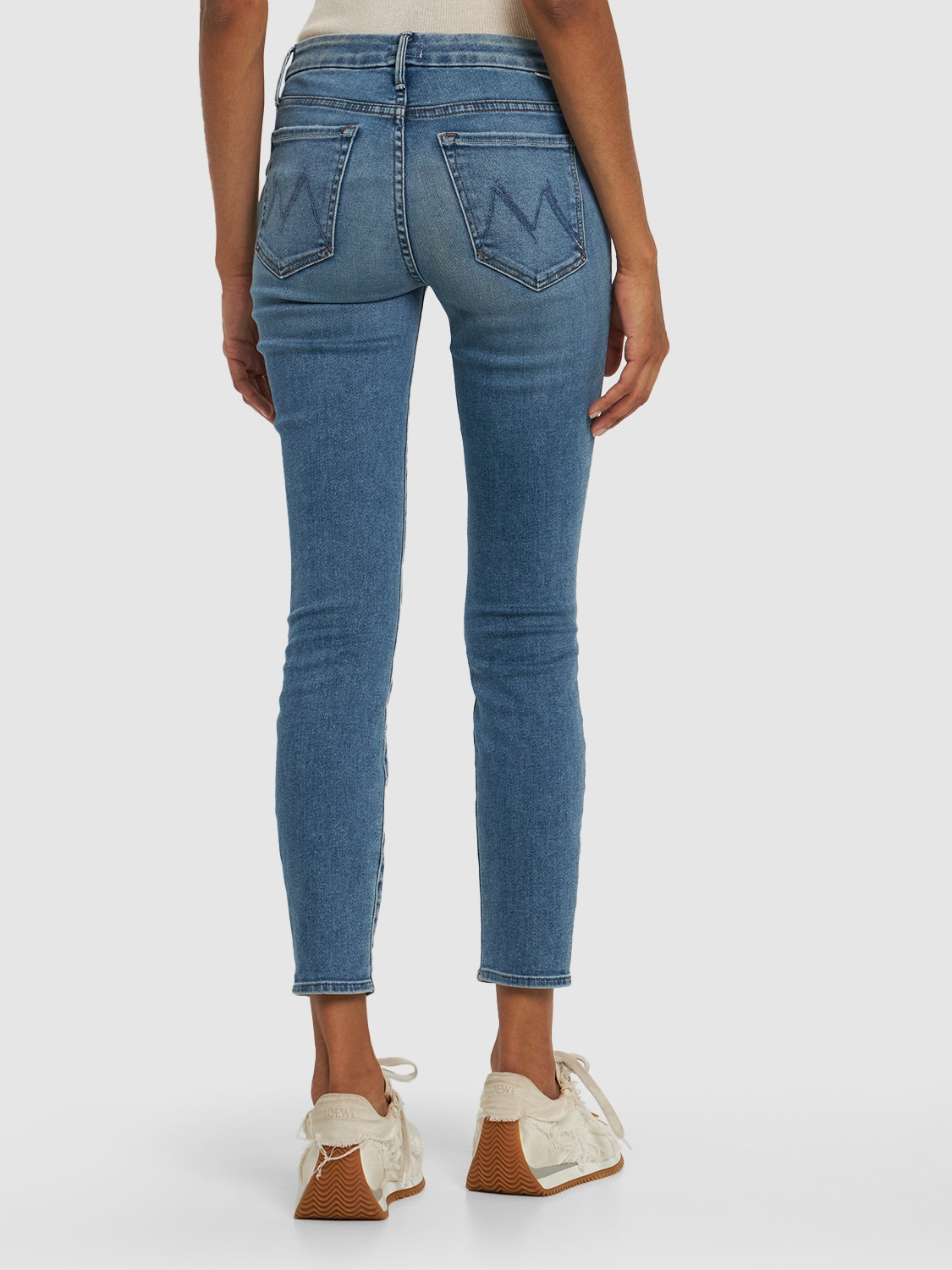 Shop Mother The Looker Ankle Skinny Jeans In Blue