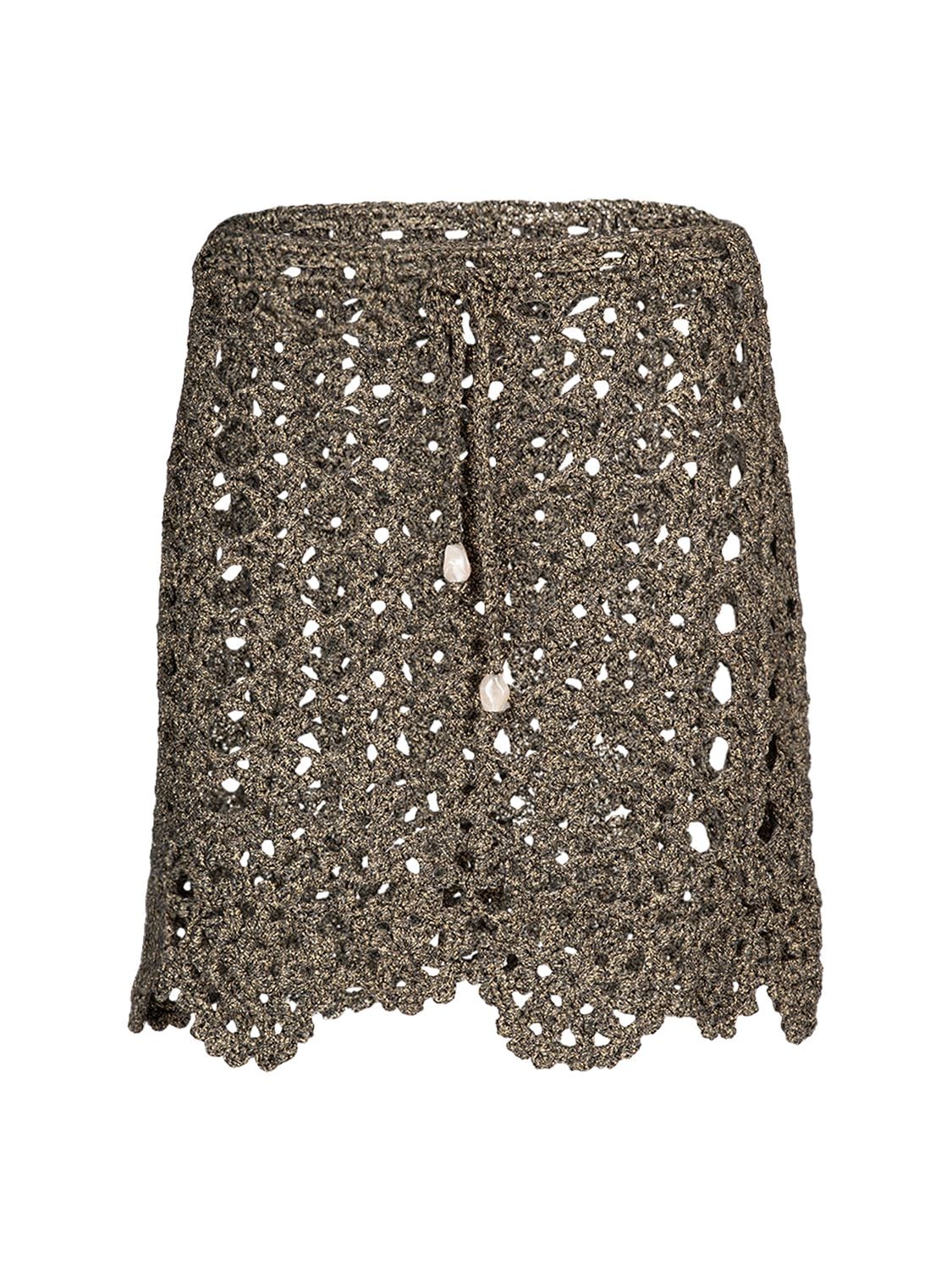 Crochet Self-tie Cotton Blend Mini Skirt
