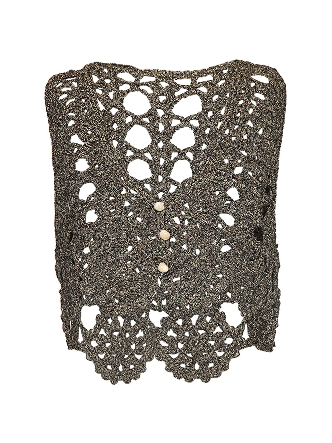 Image of Crochet V-neck Cotton Blend Top