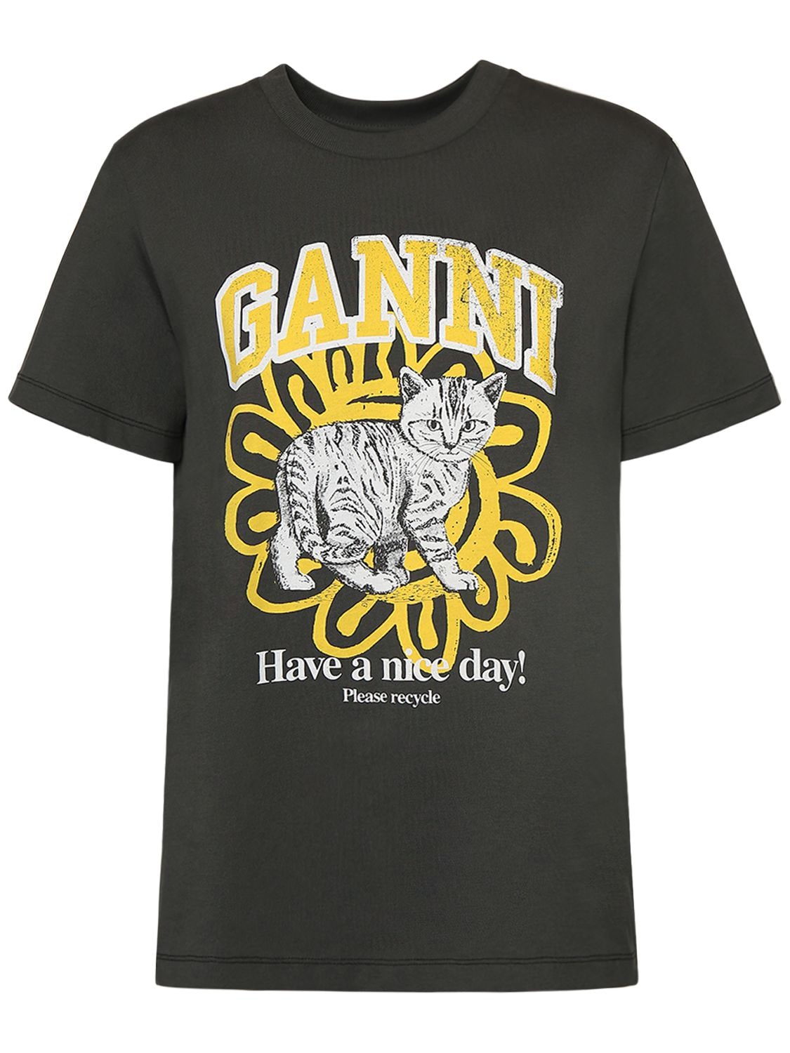 GANNI Cat Printed Relaxed Fit Jersey T-shirt