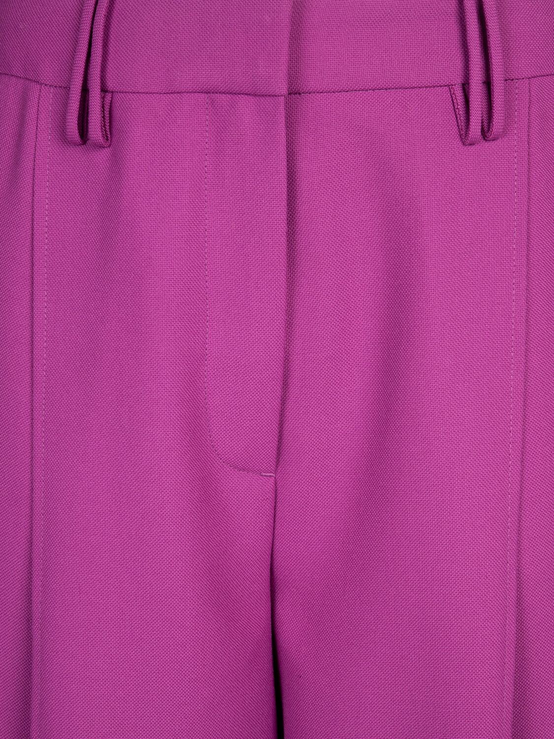 Shop Ganni Summer Relaxed Fit Pleated Pants In Purple Wine