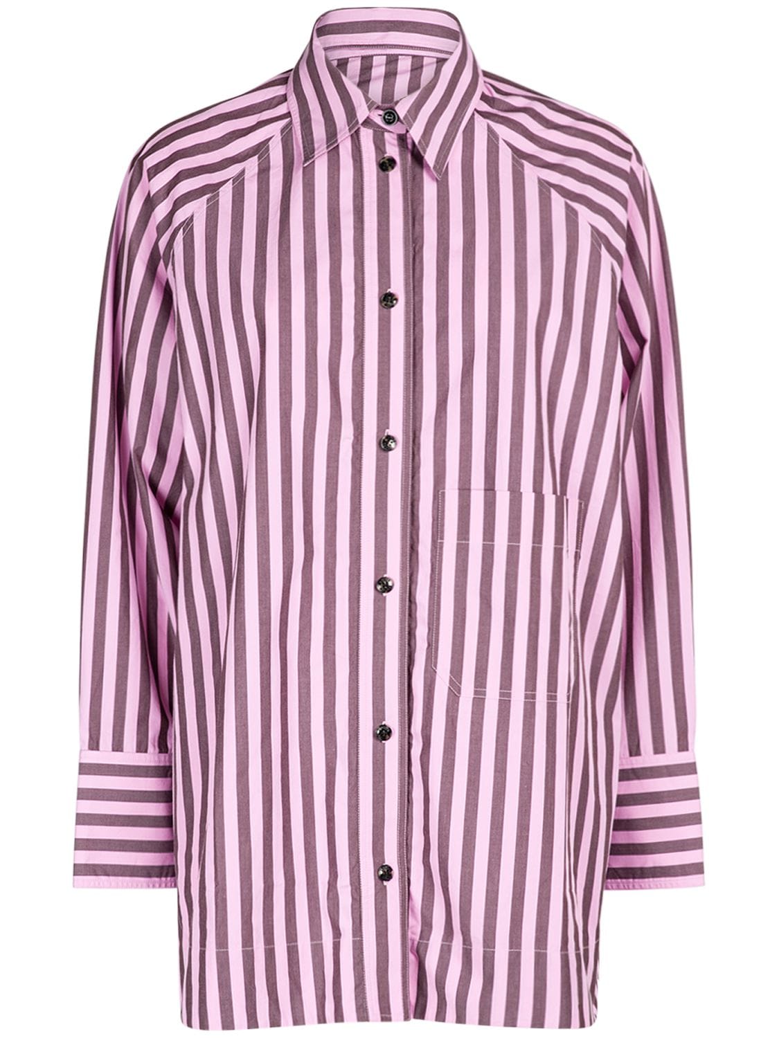 Striped Oversize Cotton Raglan Shirt image