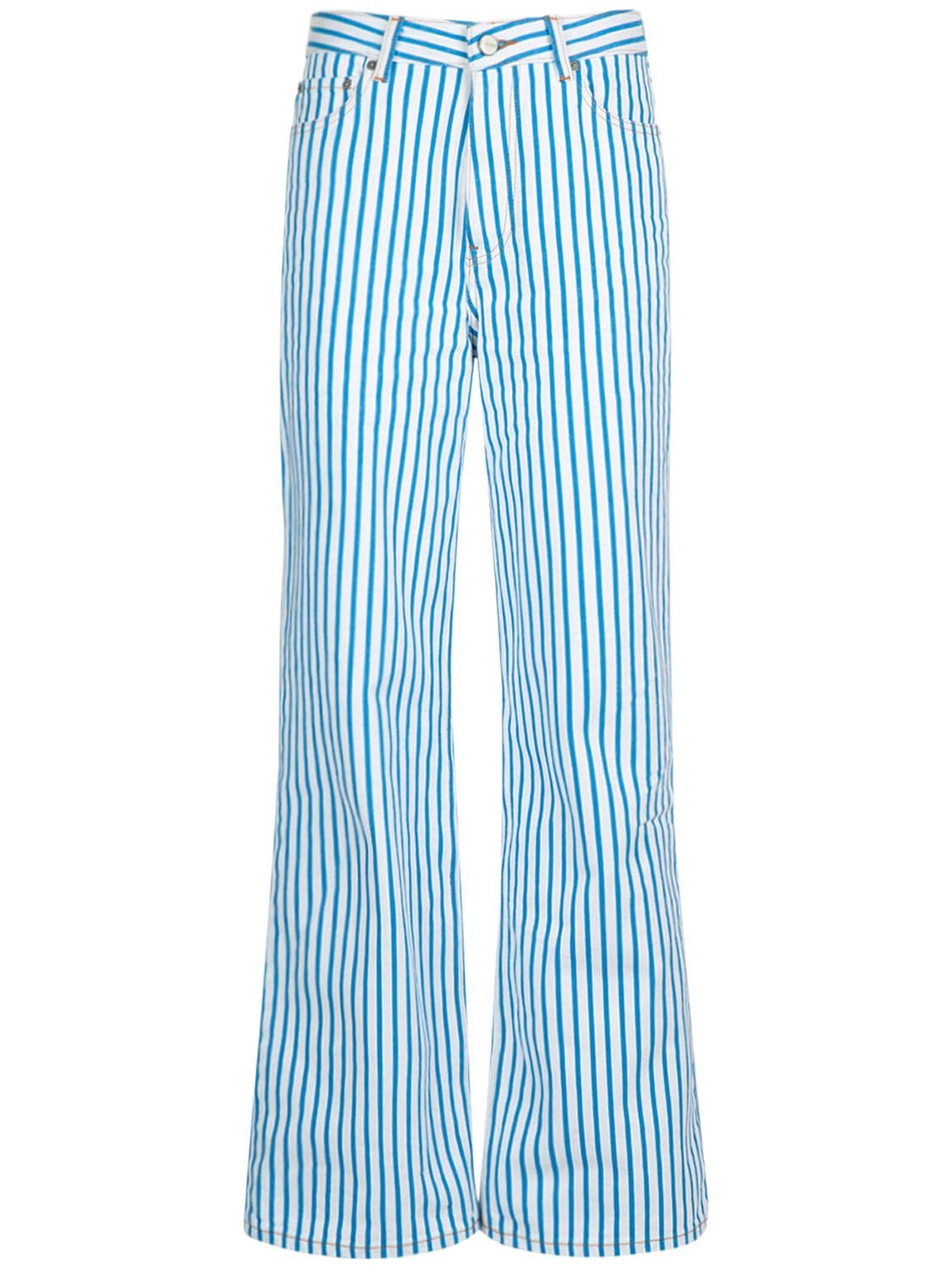 GANNI Striped Cotton Denim Jeans