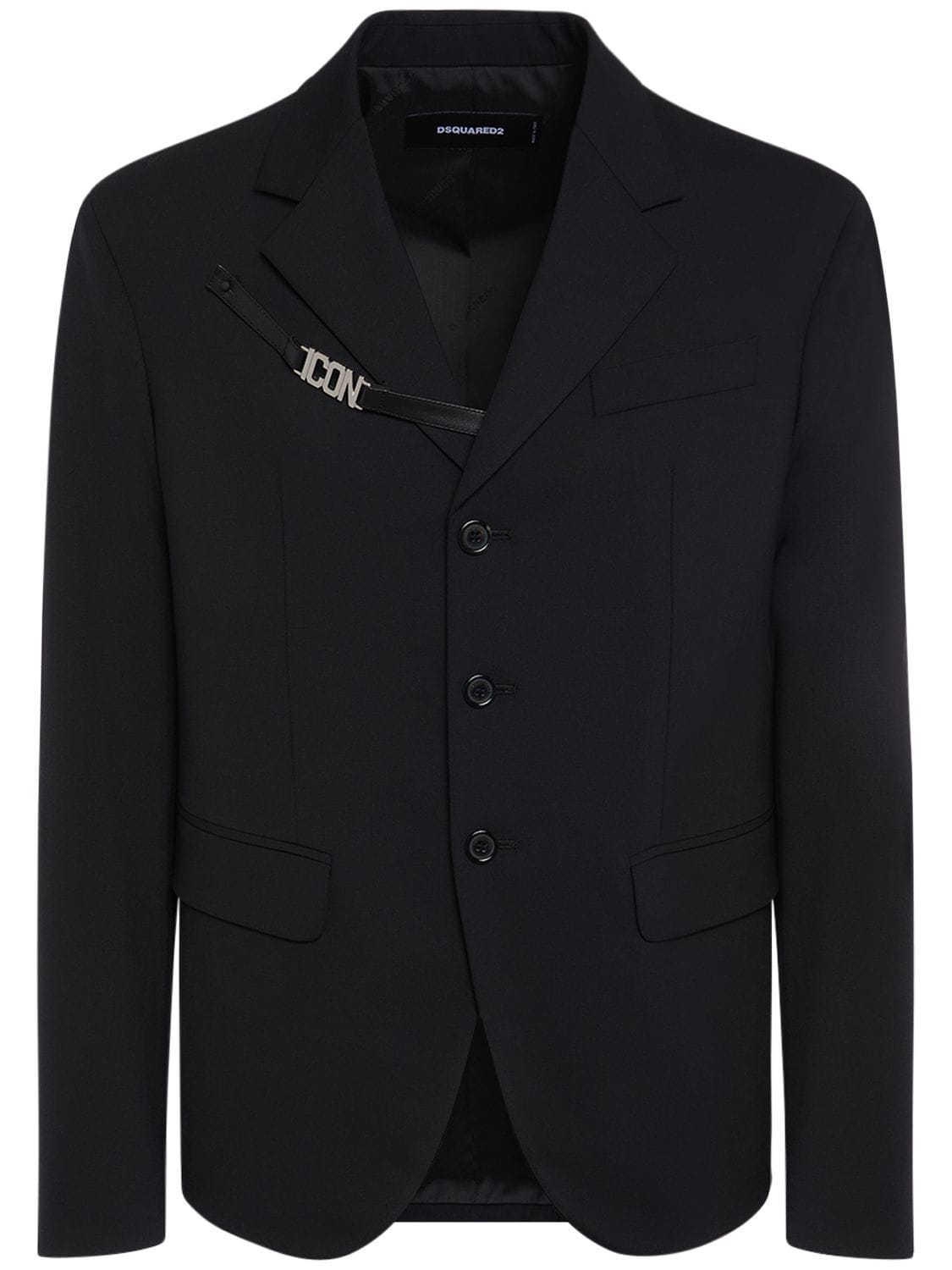 Dsquared2 Double Breast Stretch Wool Blazer In Black