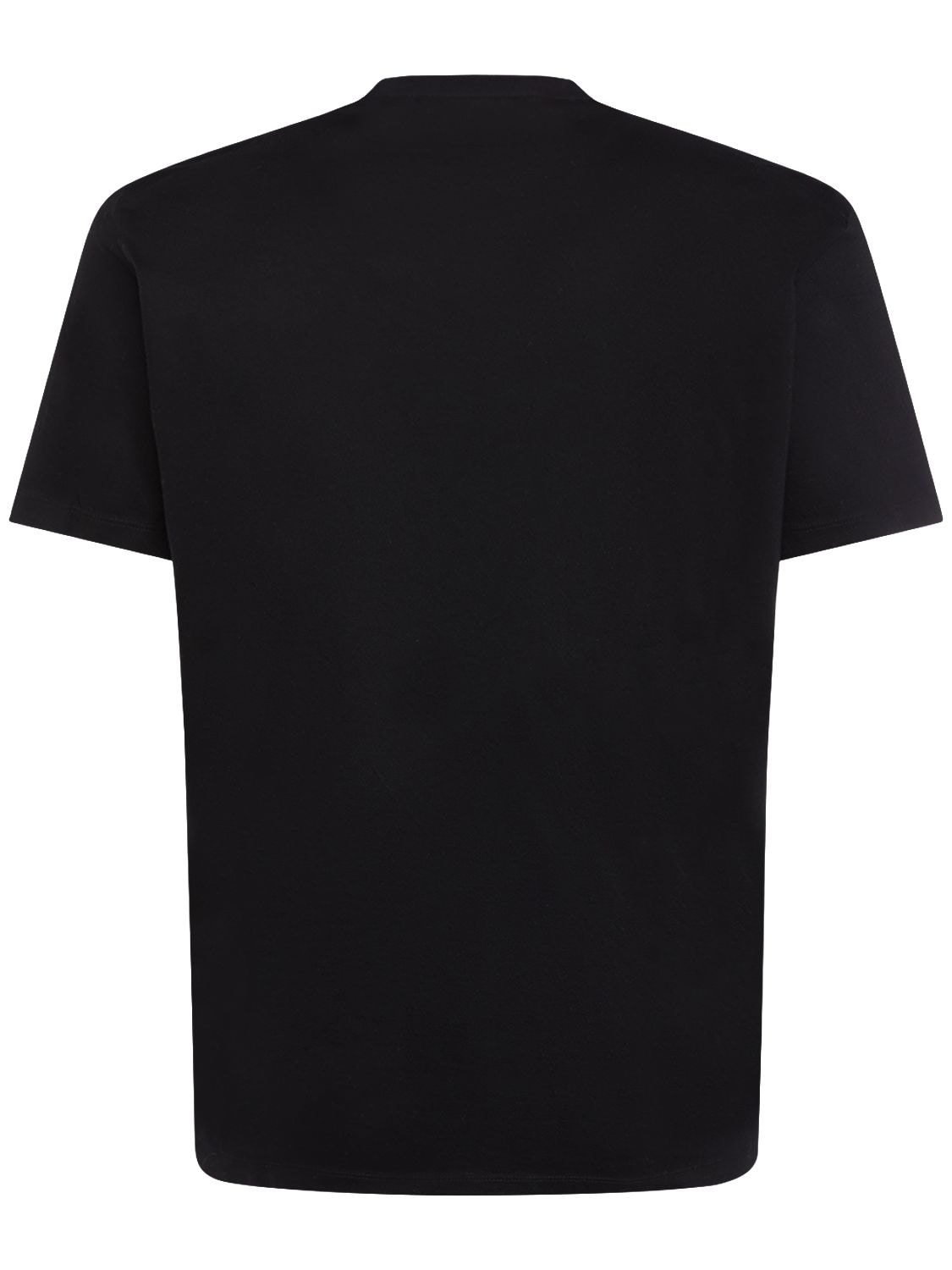 Shop Dsquared2 Printed Logo Cotton T-shirt In Black,white