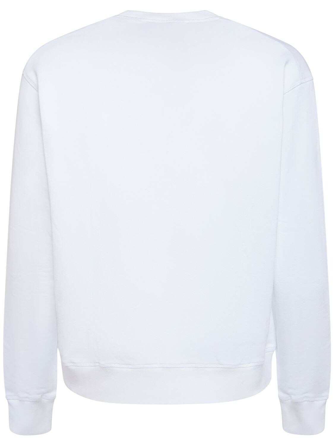 Shop Dsquared2 Printed Logo Cotton Crewneck Sweatshirt In White