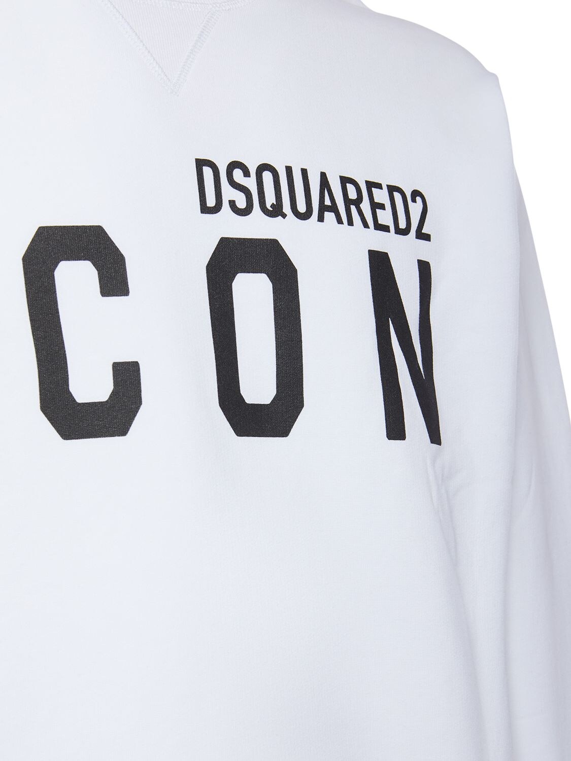 Shop Dsquared2 Printed Logo Cotton Crewneck Sweatshirt In White