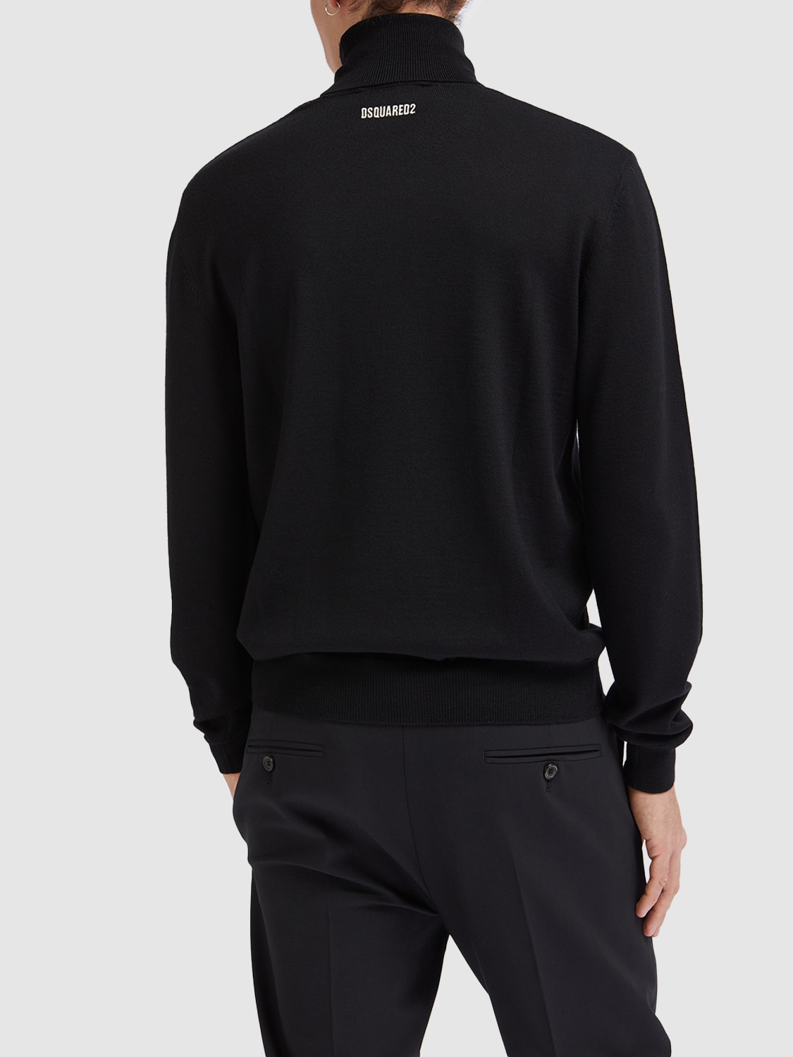 Dsquared2 Icon Wool Knit Turtleneck Jumper In Black | ModeSens