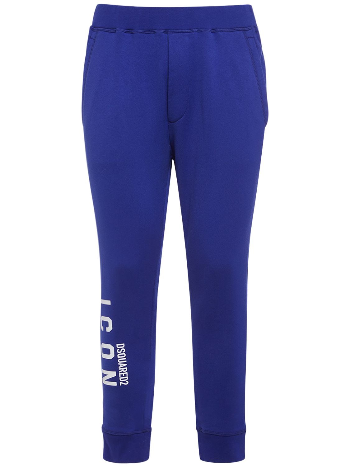 Shop Dsquared2 Icon Printed Cotton Ski Pants In Electric Blue