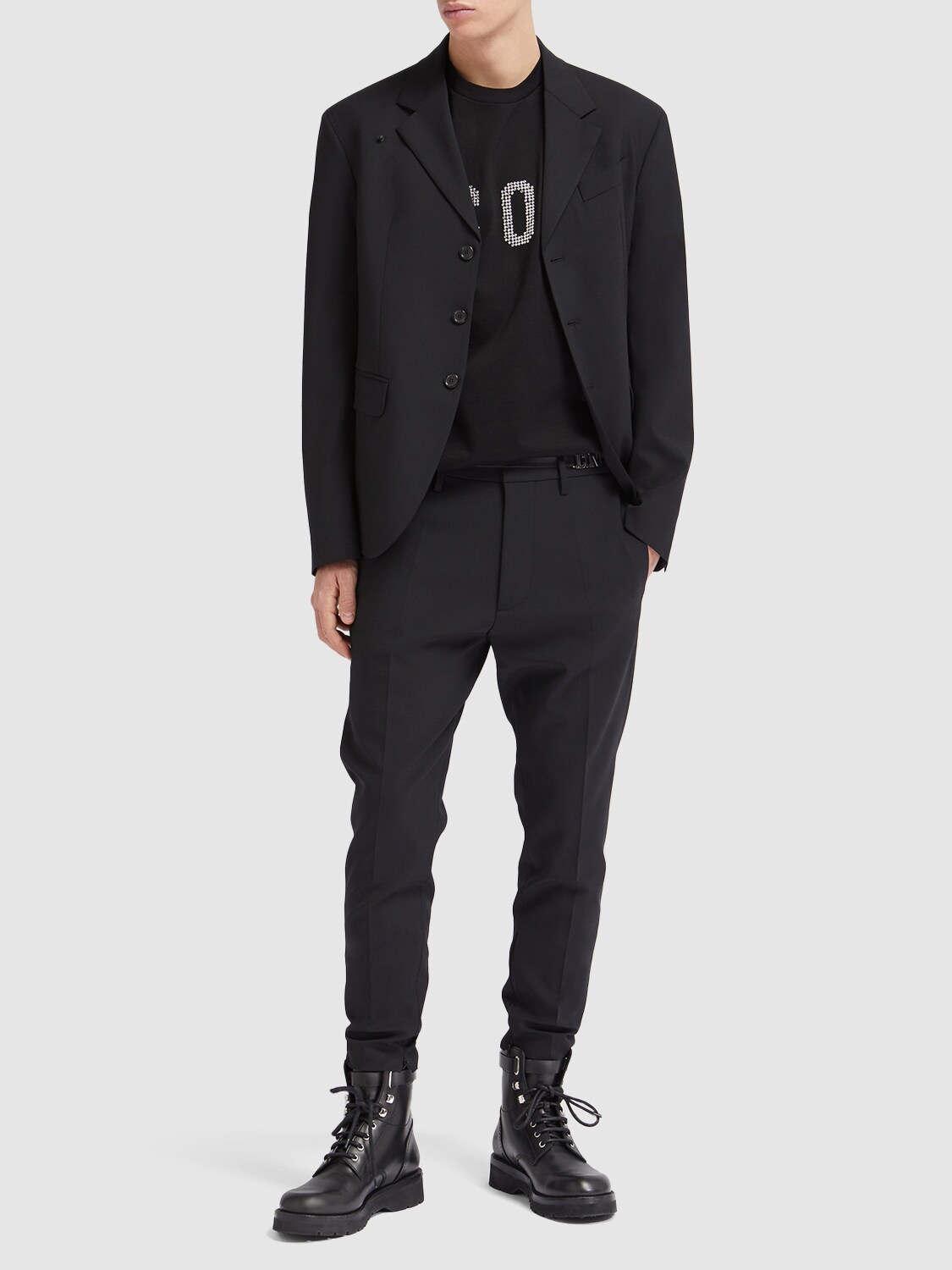 Shop Dsquared2 Skinny Fit Techno Wool Pants In Black