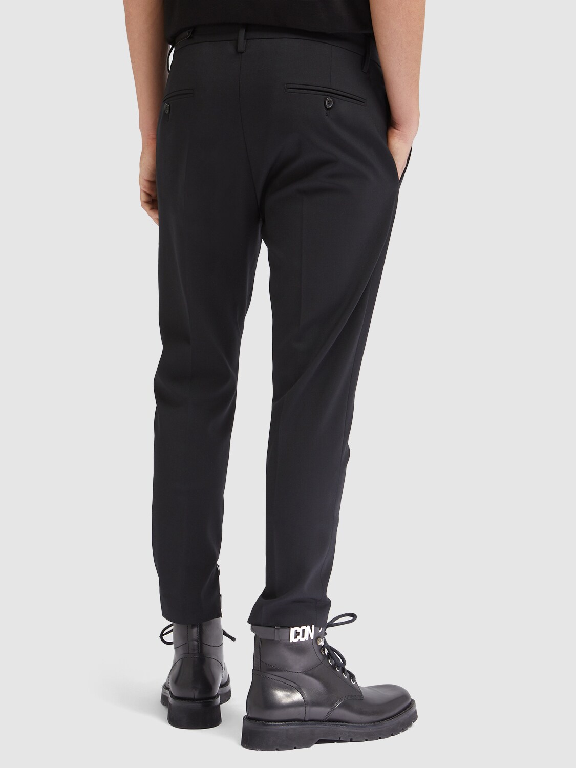 Shop Dsquared2 Skinny Fit Techno Wool Pants In Black