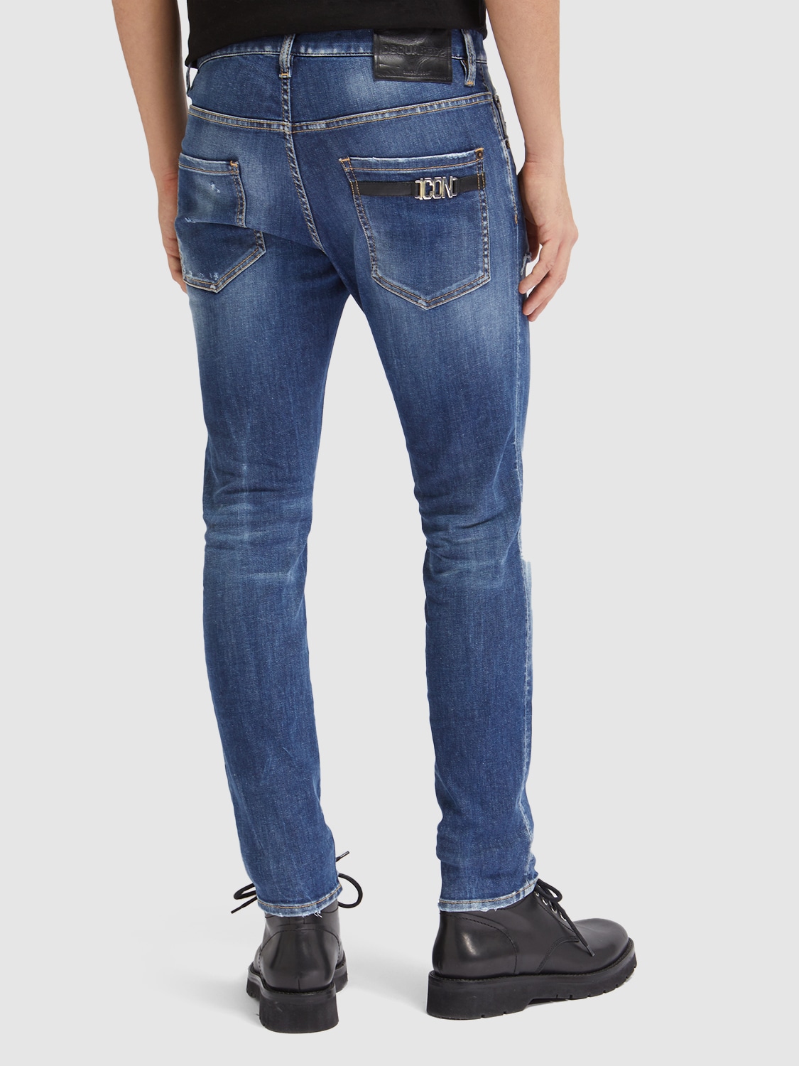 Shop Dsquared2 Skater Cotton Denim Jeans In Navy