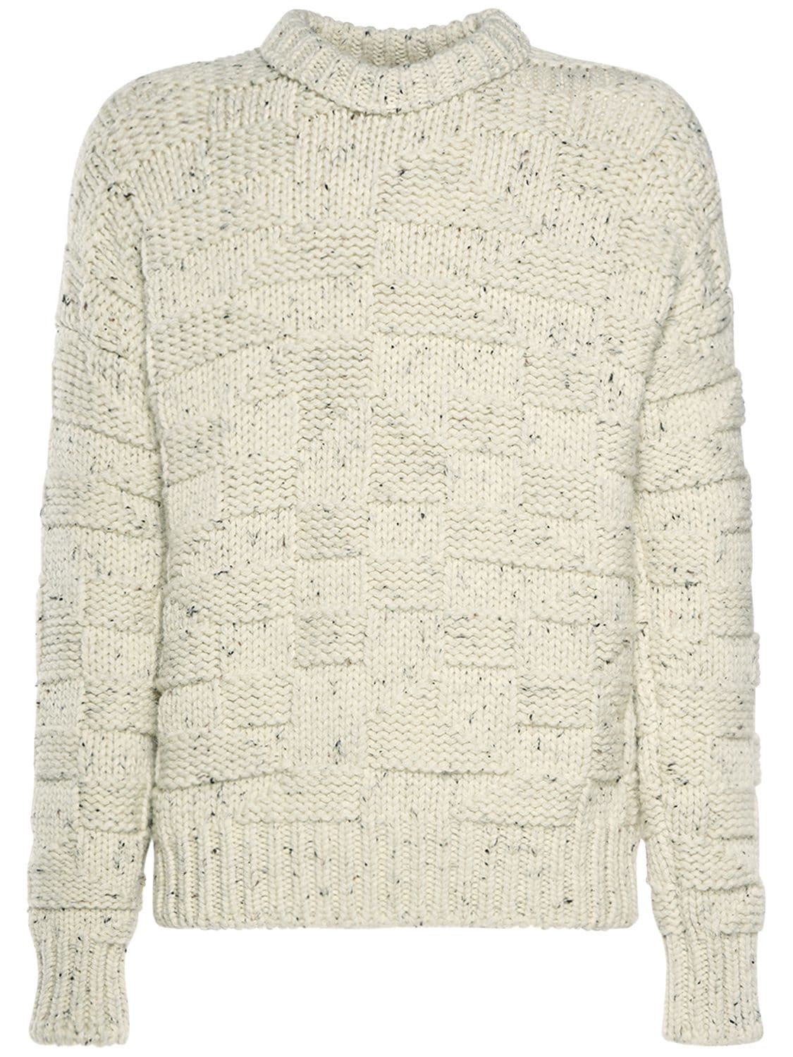 Bottega Veneta Intreccio Graphic Shetland Wool Sweater In String